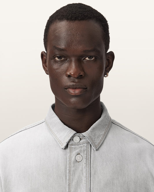 Washed Grey Color Albin Denim Shirt from AllSaints