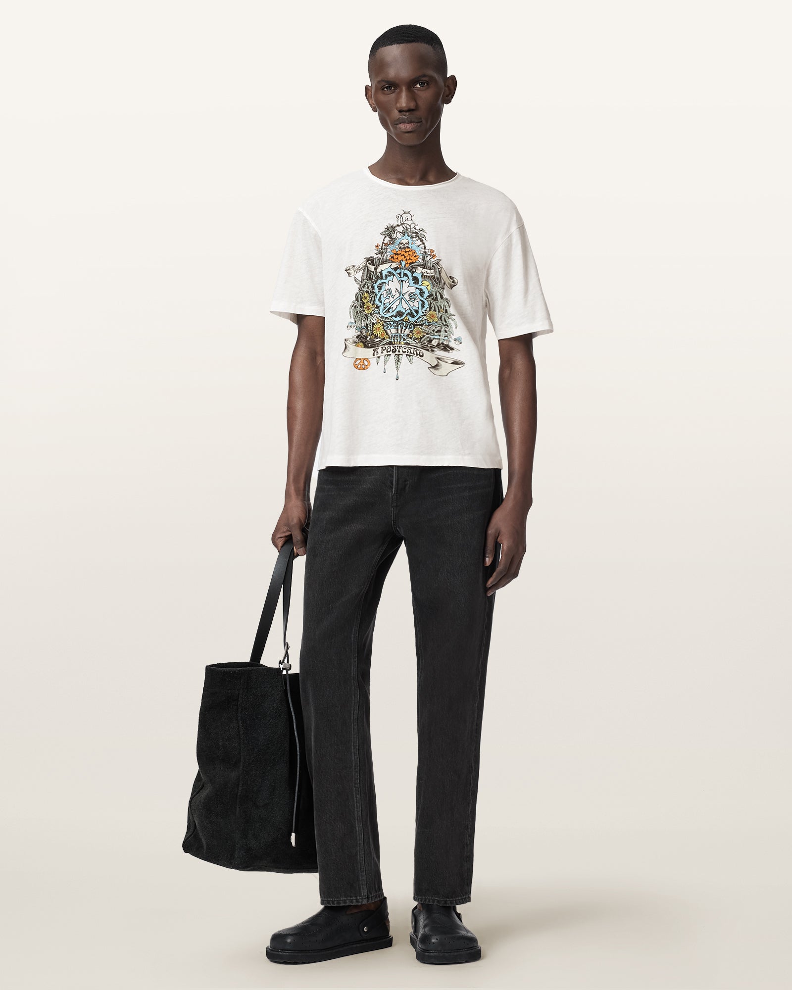 ASHEN WHITE Color Nazare SS Crew Tee from AllSaints