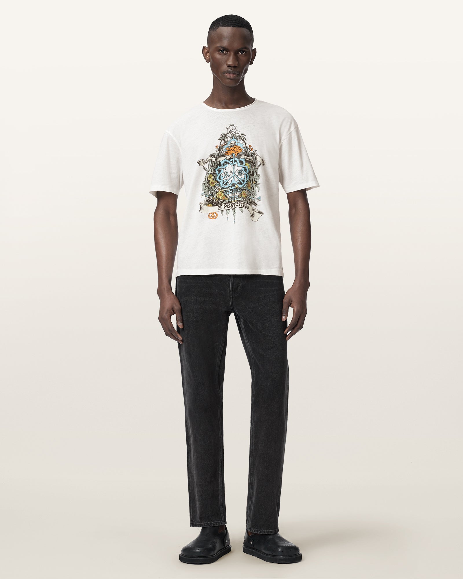 ASHEN WHITE Color Nazare SS Crew Tee from AllSaints