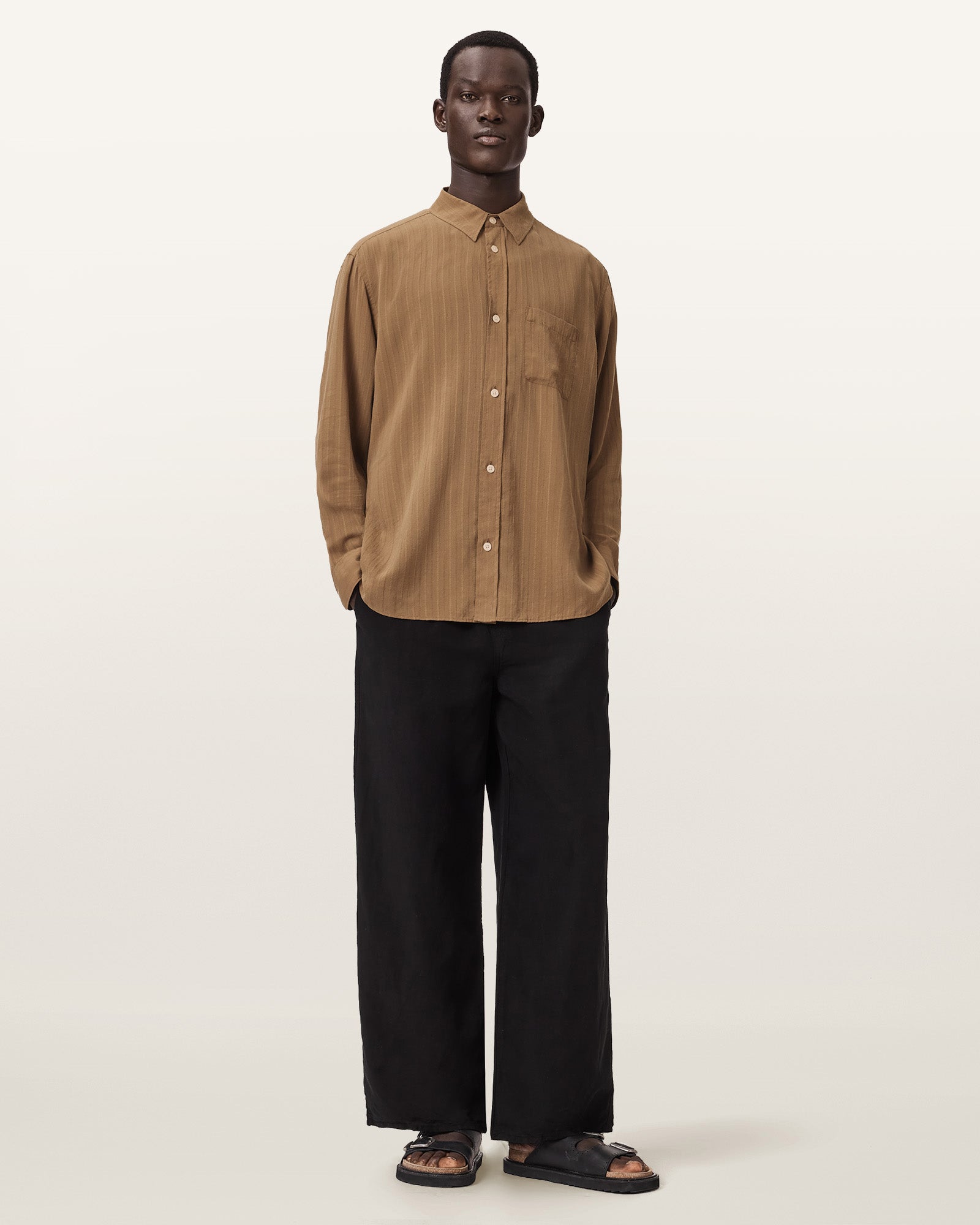 BORG BROWN Color Carlyle LS Shirt from AllSaints