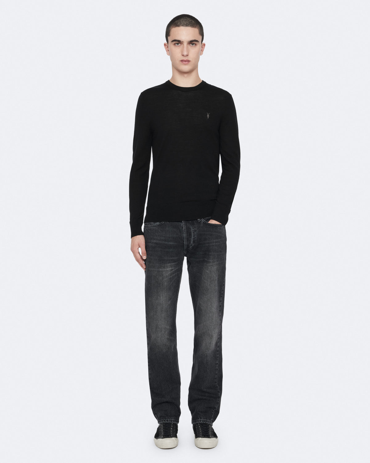 Washed Black Color Loose Straight Jean from AllSaints