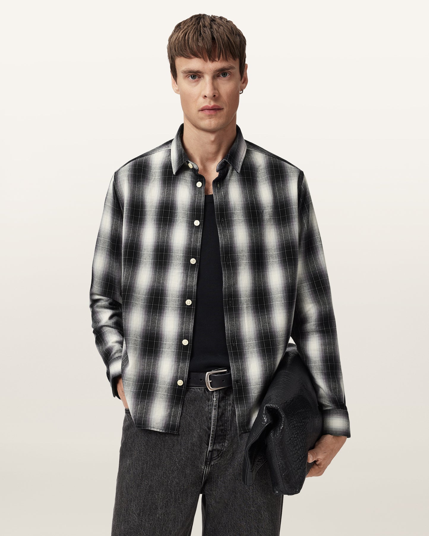 Black/White Color Holborn LS Shirt from AllSaints