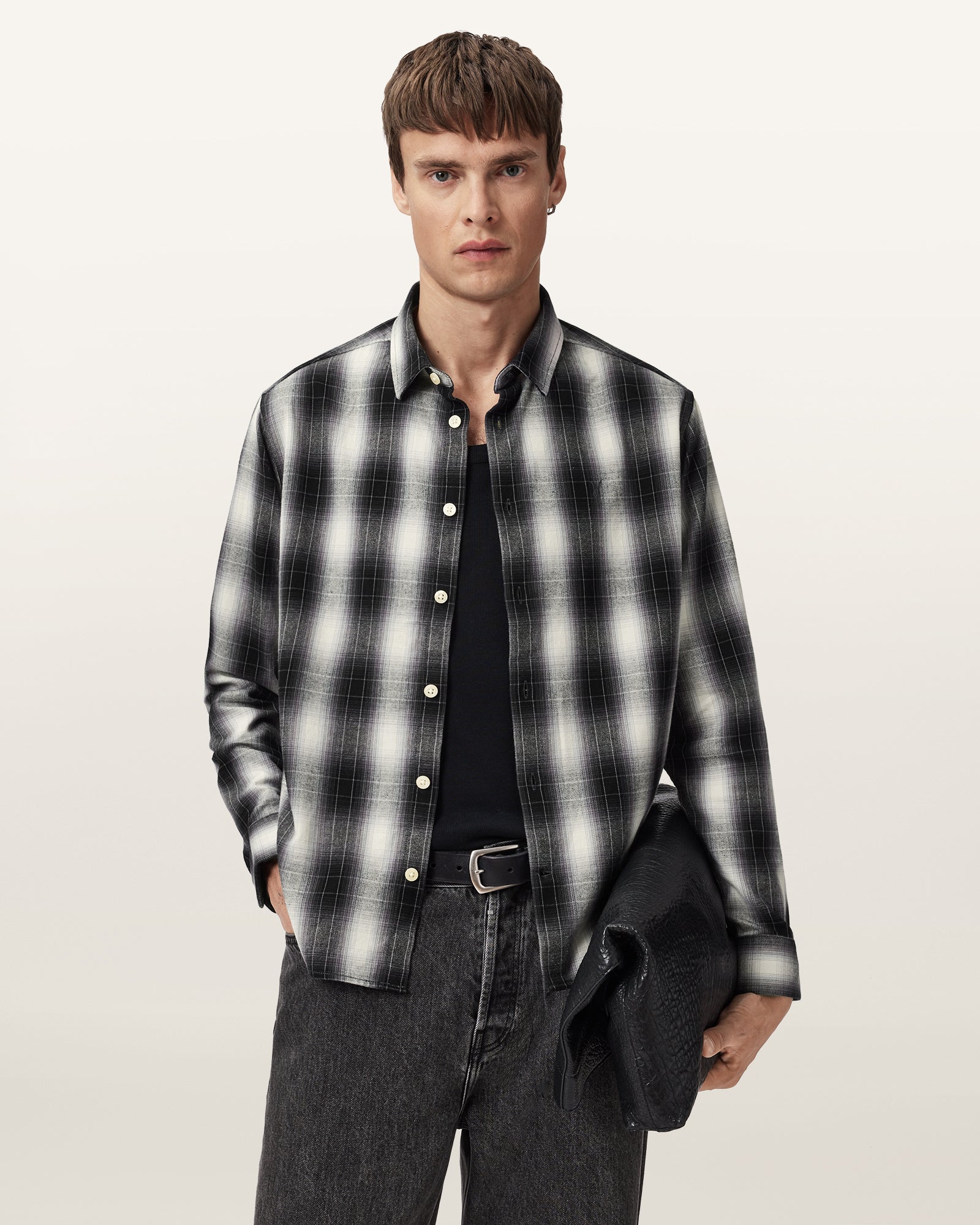 Black/White Color Holborn LS Shirt from AllSaints