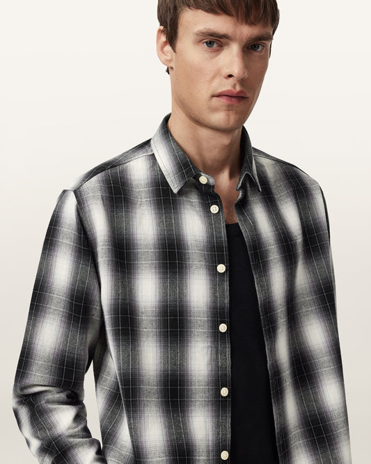 Black/White Color Holborn LS Shirt from AllSaints