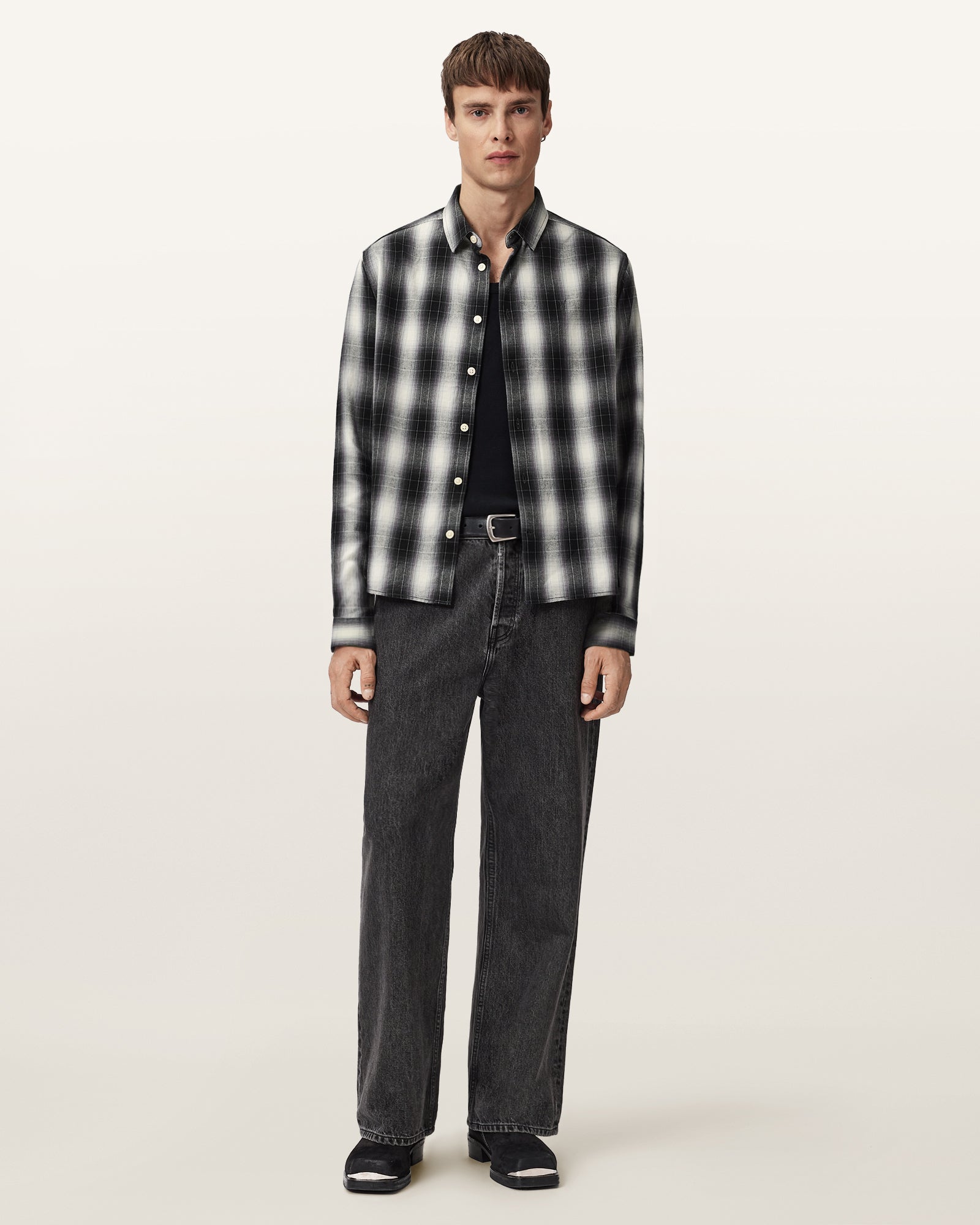 Black/White Color Holborn LS Shirt from AllSaints