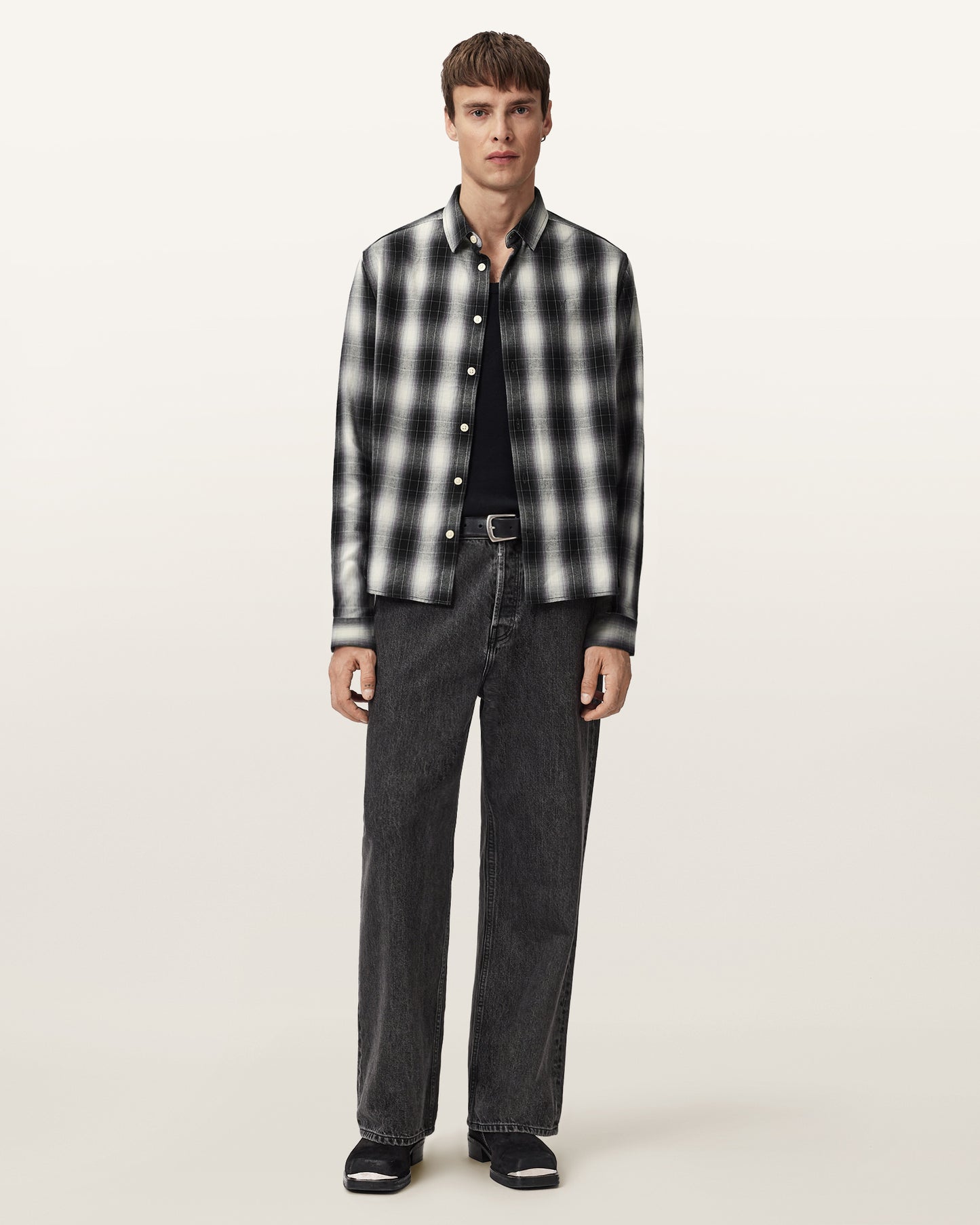 Black/White Color Holborn LS Shirt from AllSaints