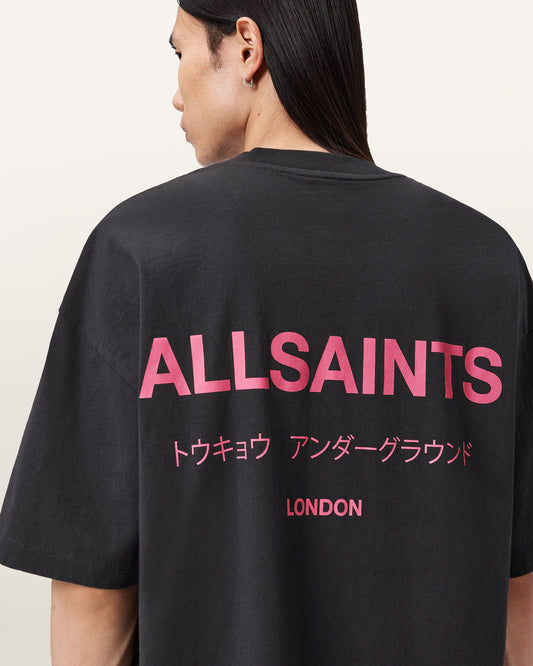 Washed Black/Pink Color Underground SS Crew from AllSaints