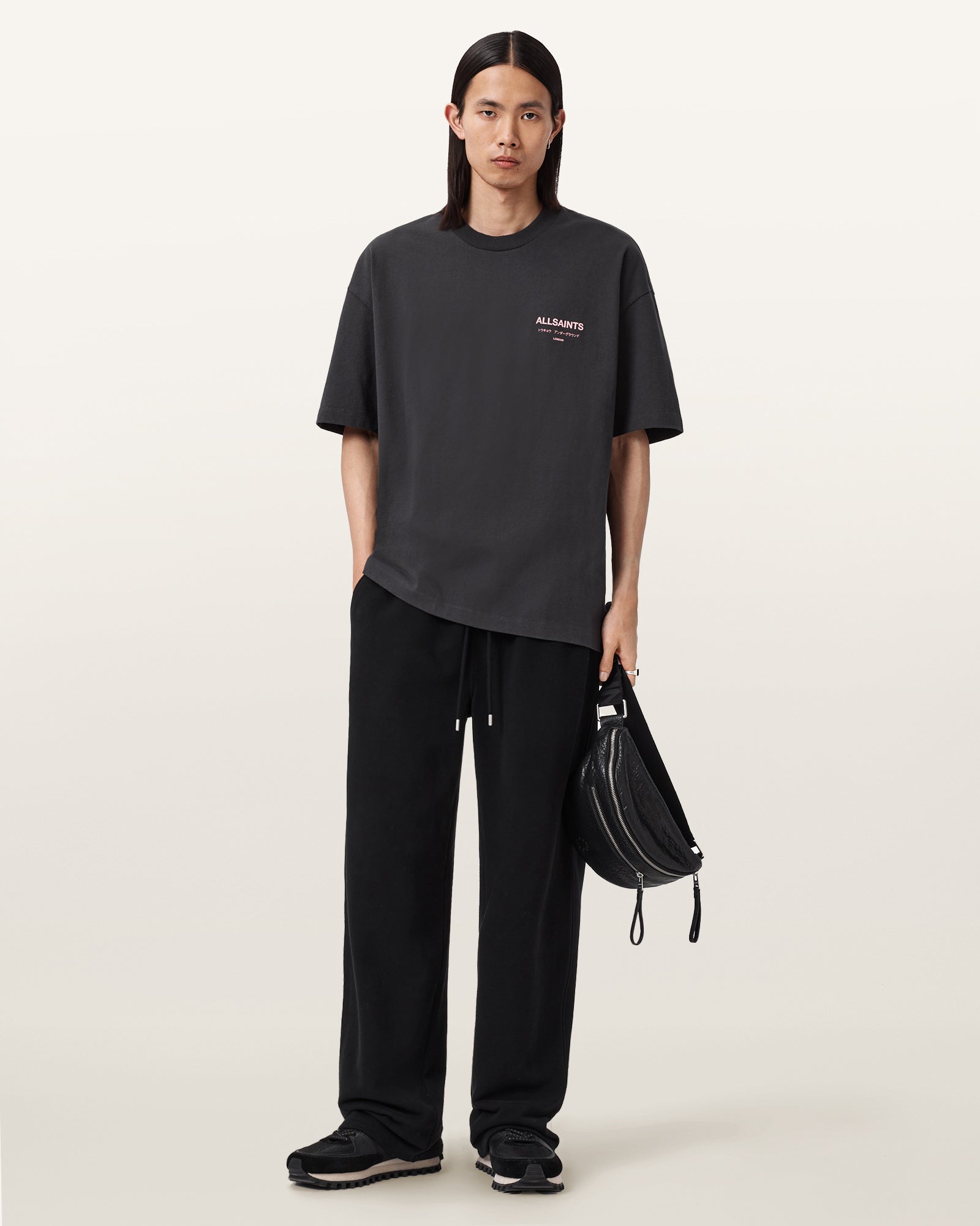 Washed Black/Pink Color Underground SS Crew from AllSaints