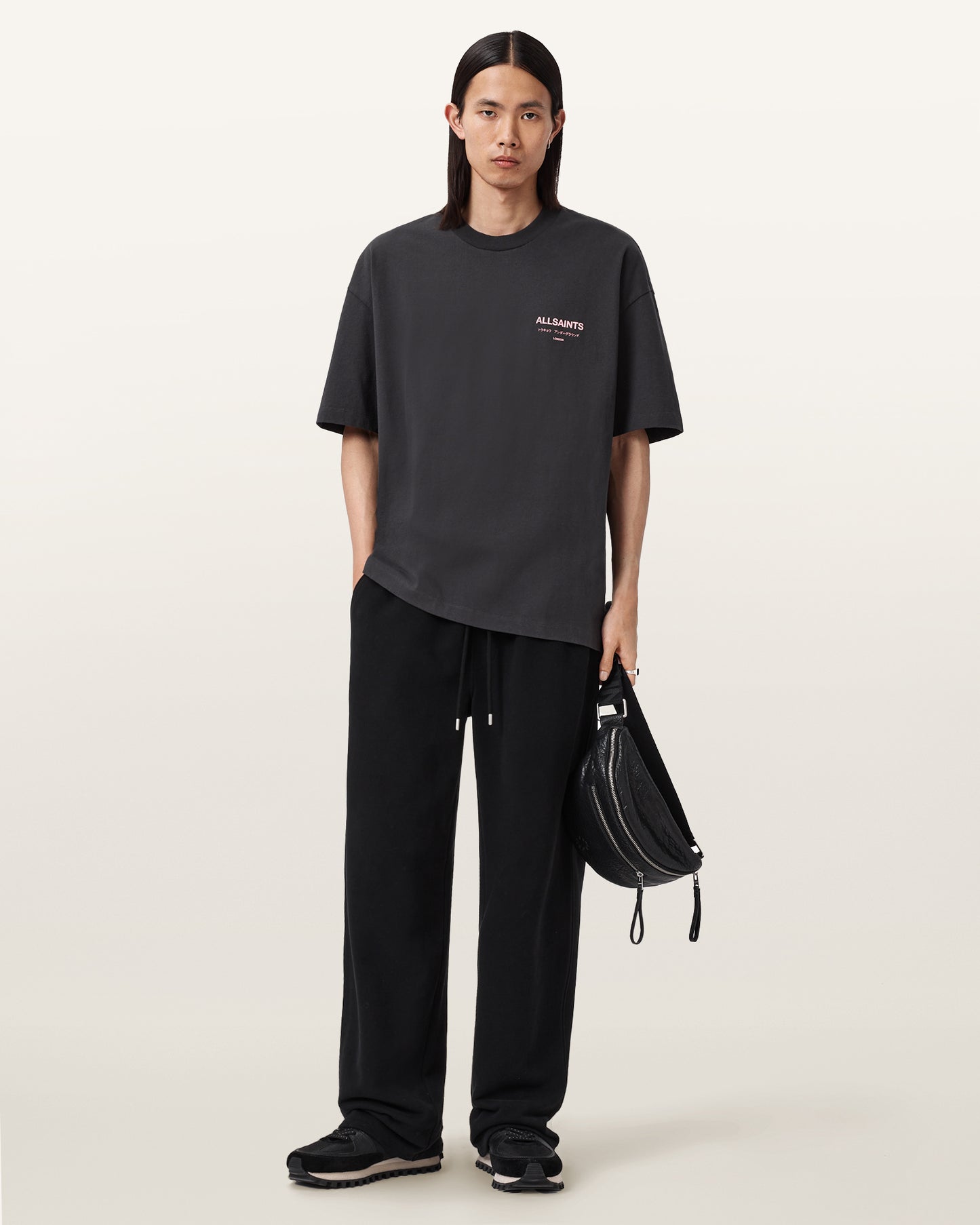 Washed Black/Pink Color Underground SS Crew from AllSaints