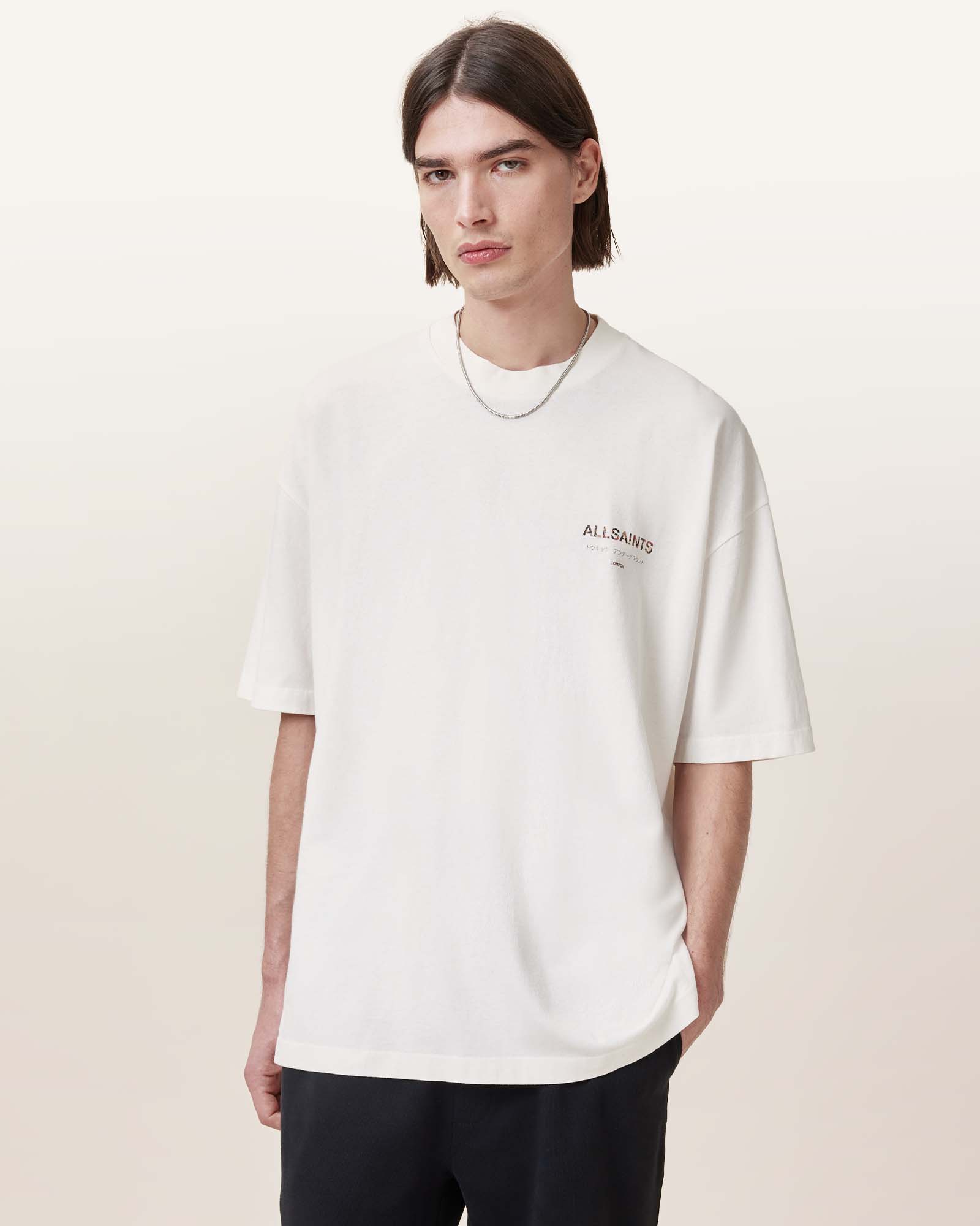 ASHEN WHITE/SNAKE Color Underground SS Crew from AllSaints