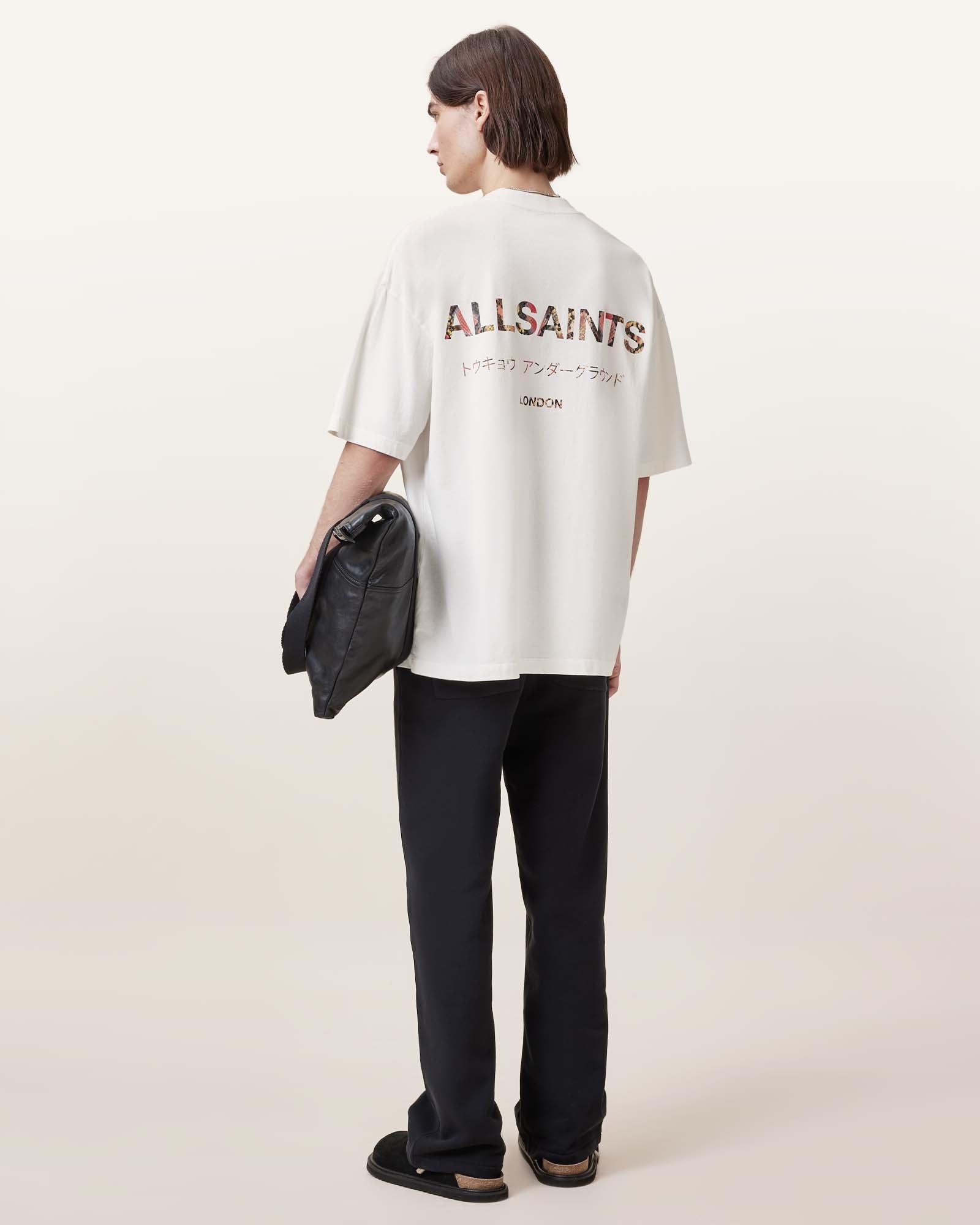 ASHEN WHITE/SNAKE Color Underground SS Crew from AllSaints