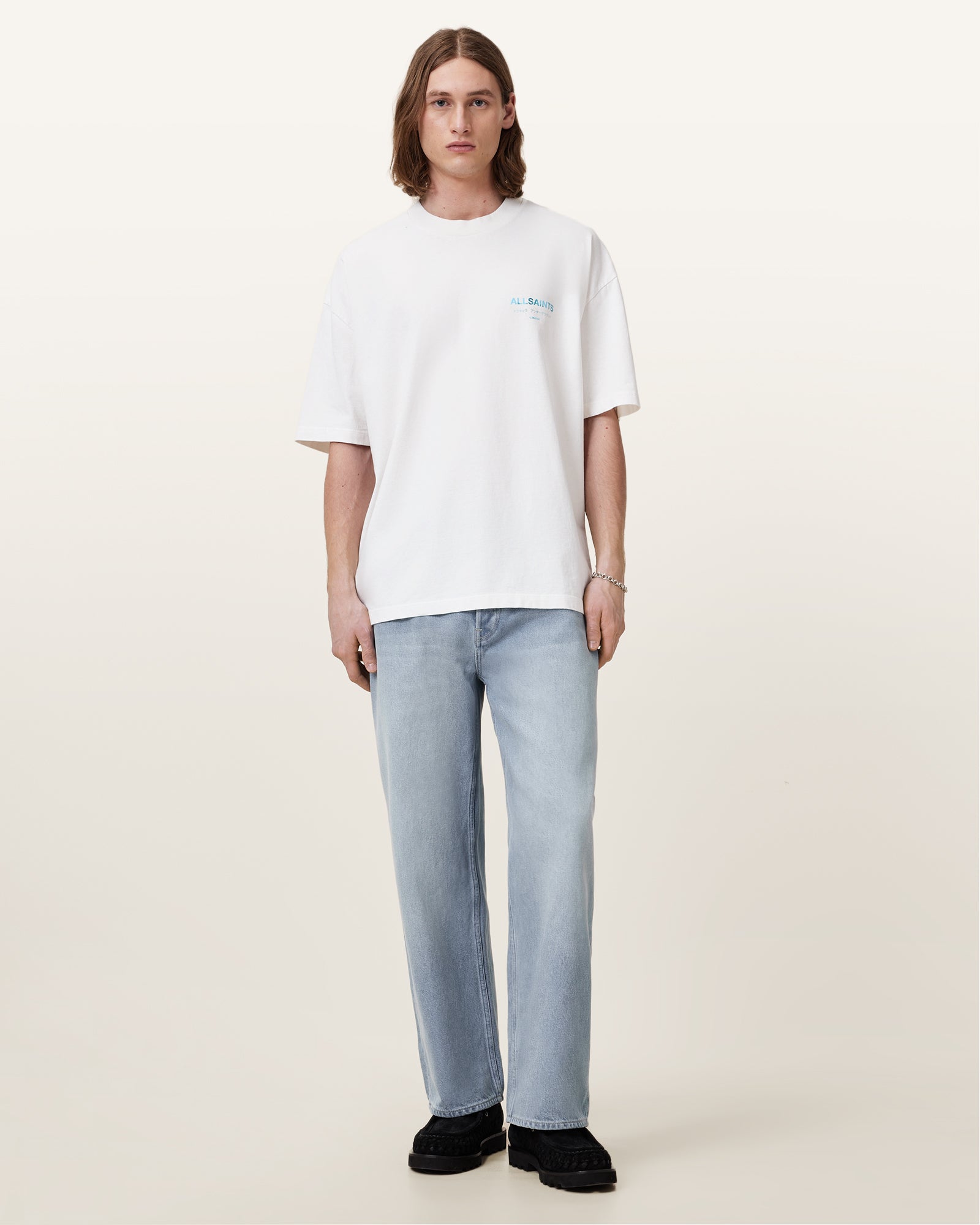 ASHEN WHITE/BLUE Color Underground SS Crew from AllSaints