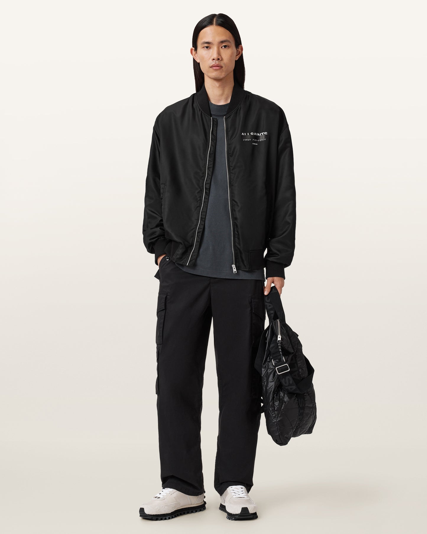Black Color Redact Bomber Jacket from AllSaints