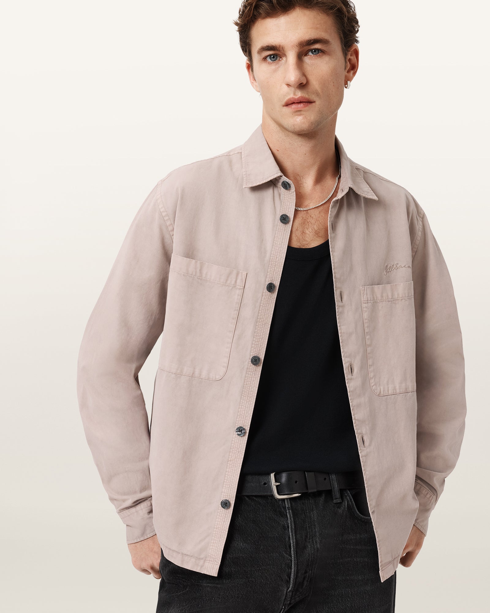 DUSK WHITE Color Rohdi LS Overshirt from AllSaints