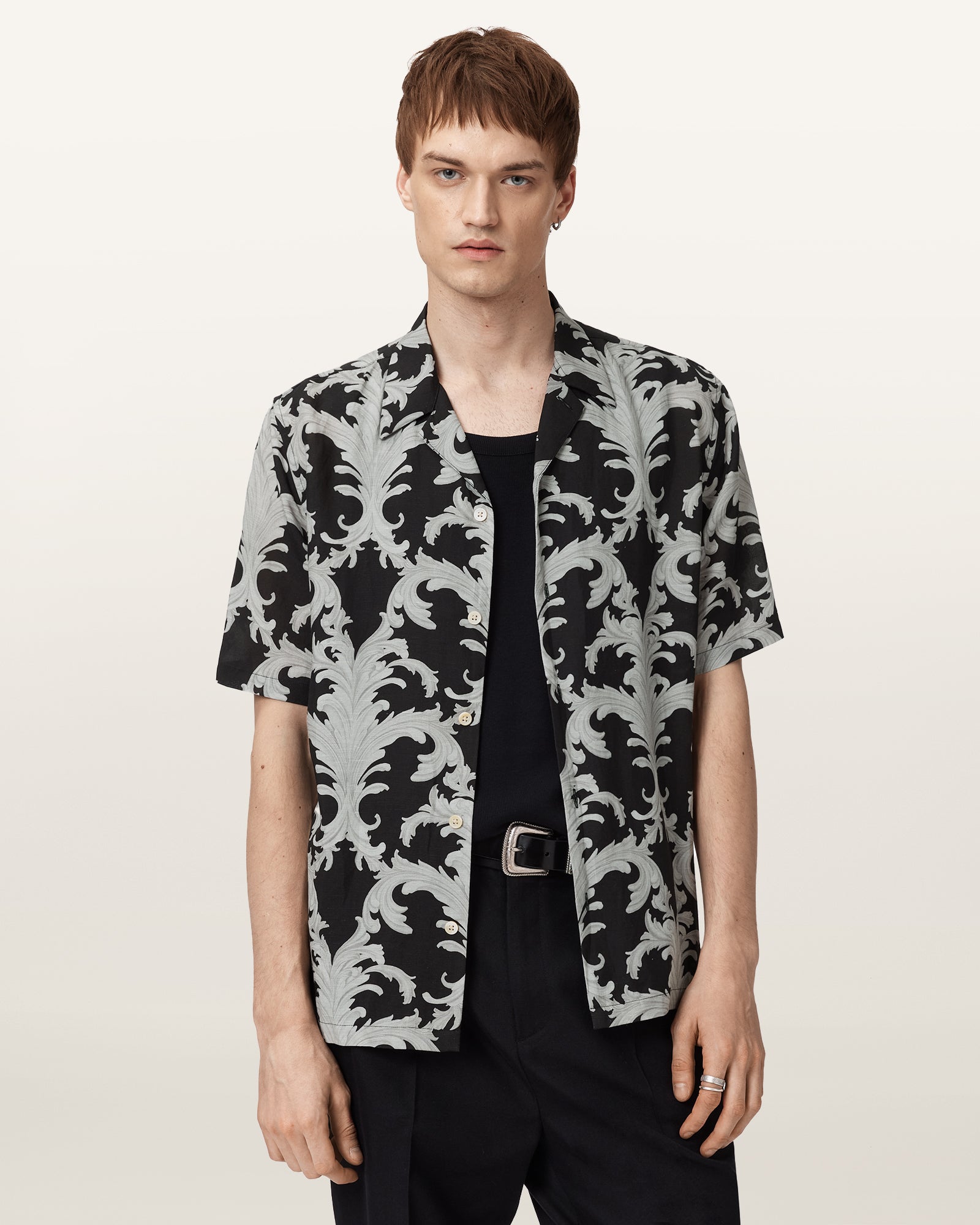 Jet Black Color Motif SS Shirt from AllSaints