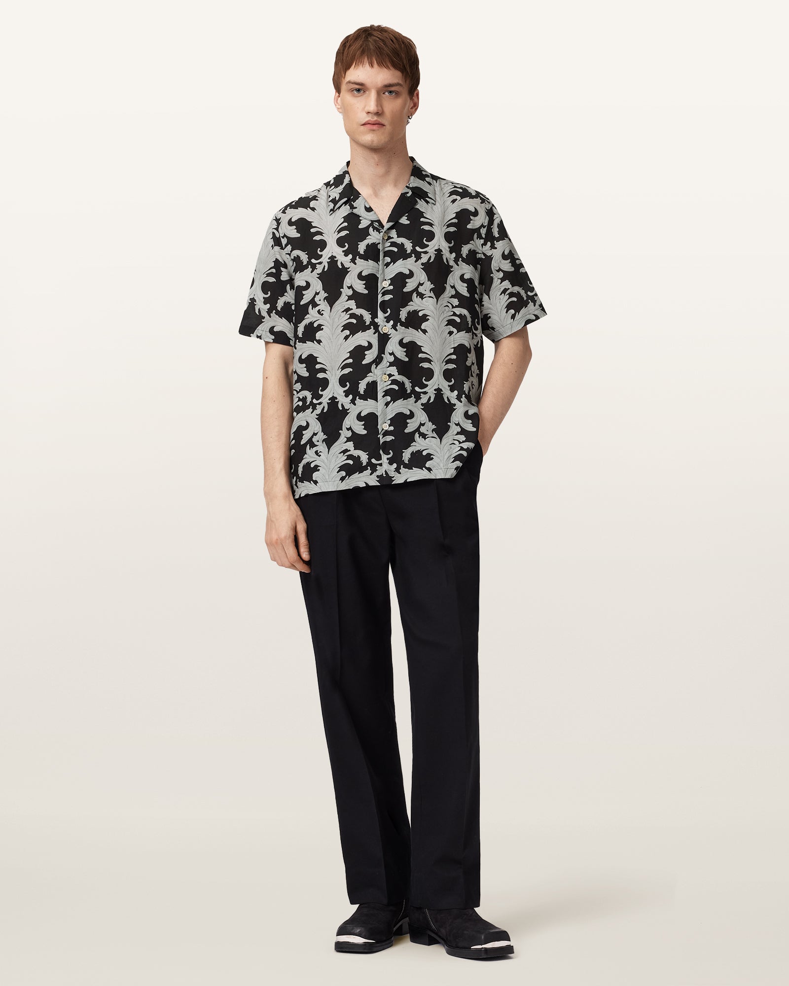 Jet Black Color Motif SS Shirt from AllSaints