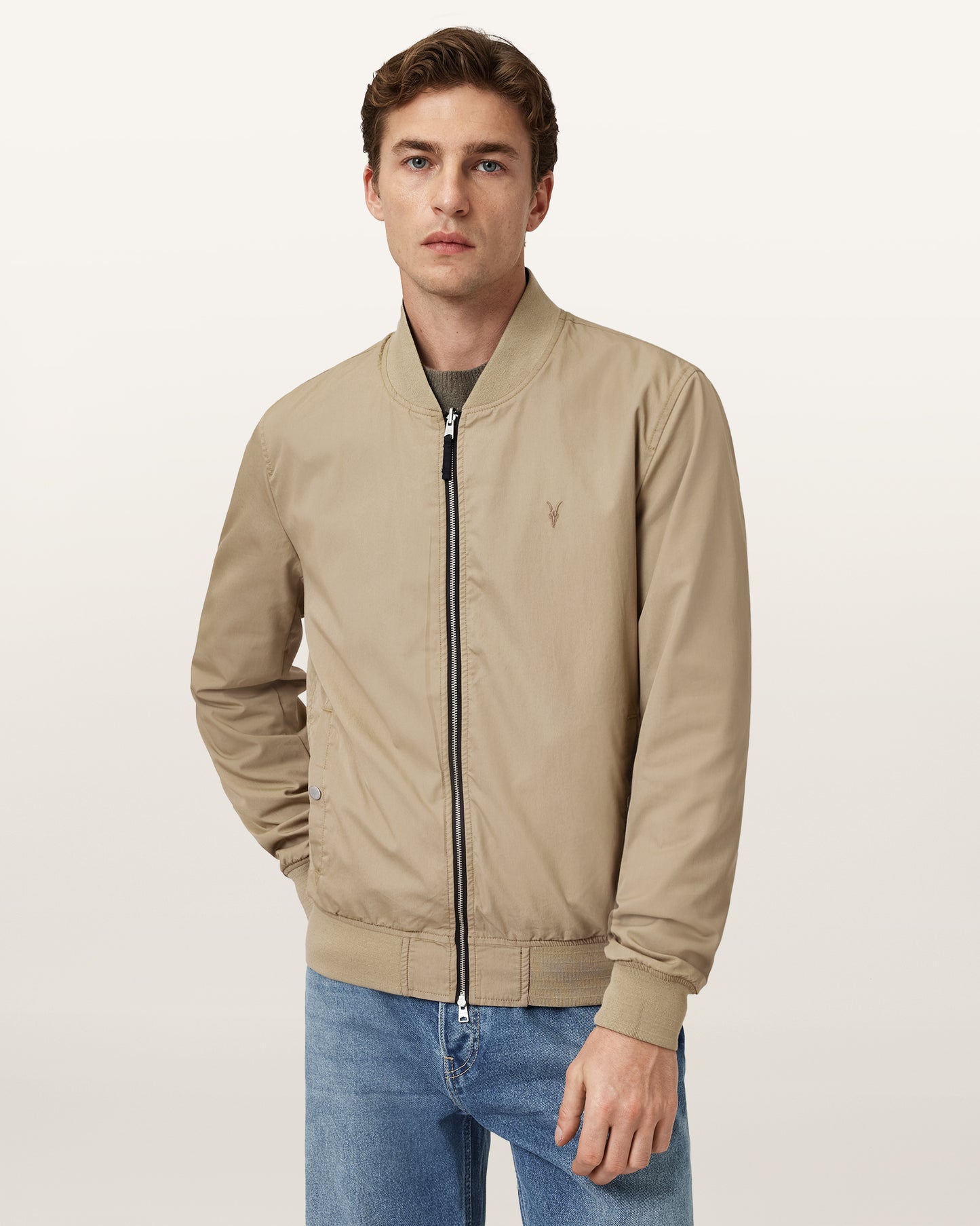 AZULA BLUE/BROWN Color Rev Bassett Bomber Jacket from AllSaints