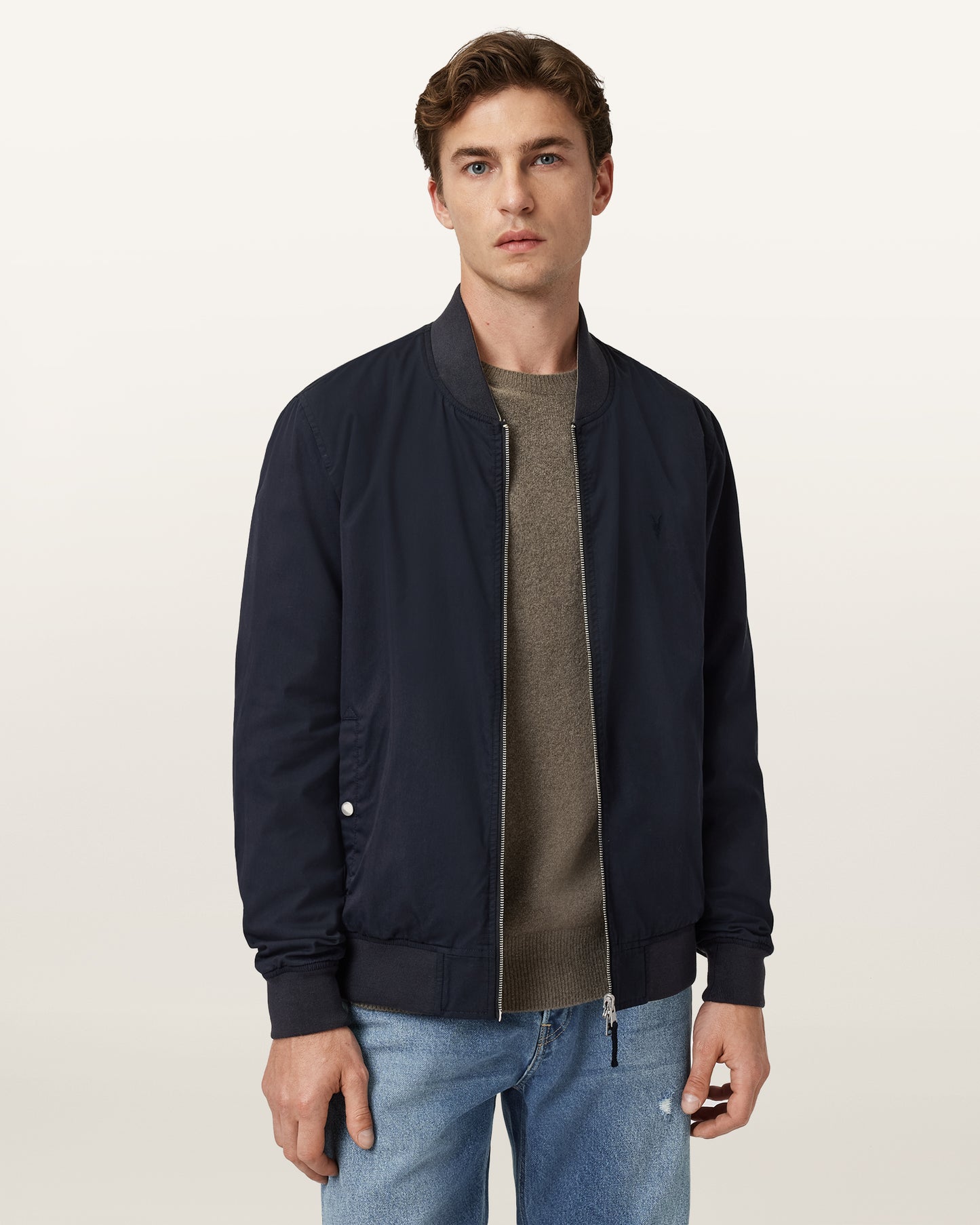 AZULA BLUE/BROWN Color Rev Bassett Bomber Jacket from AllSaints