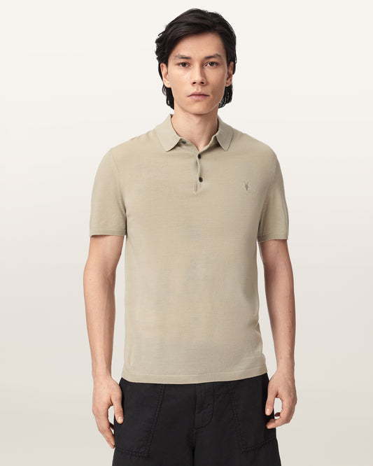 POWDERED GREEN Color Mode Merino SS Polo Jumper from AllSaints