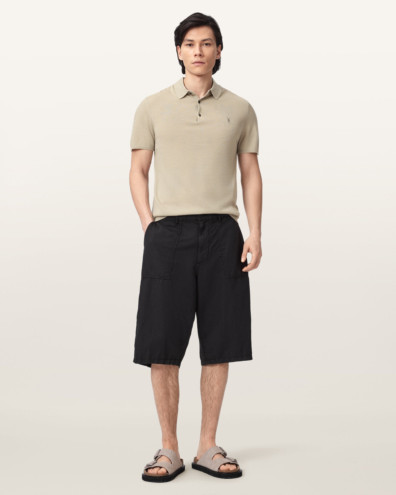 POWDERED GREEN Color Mode Merino SS Polo Jumper from AllSaints