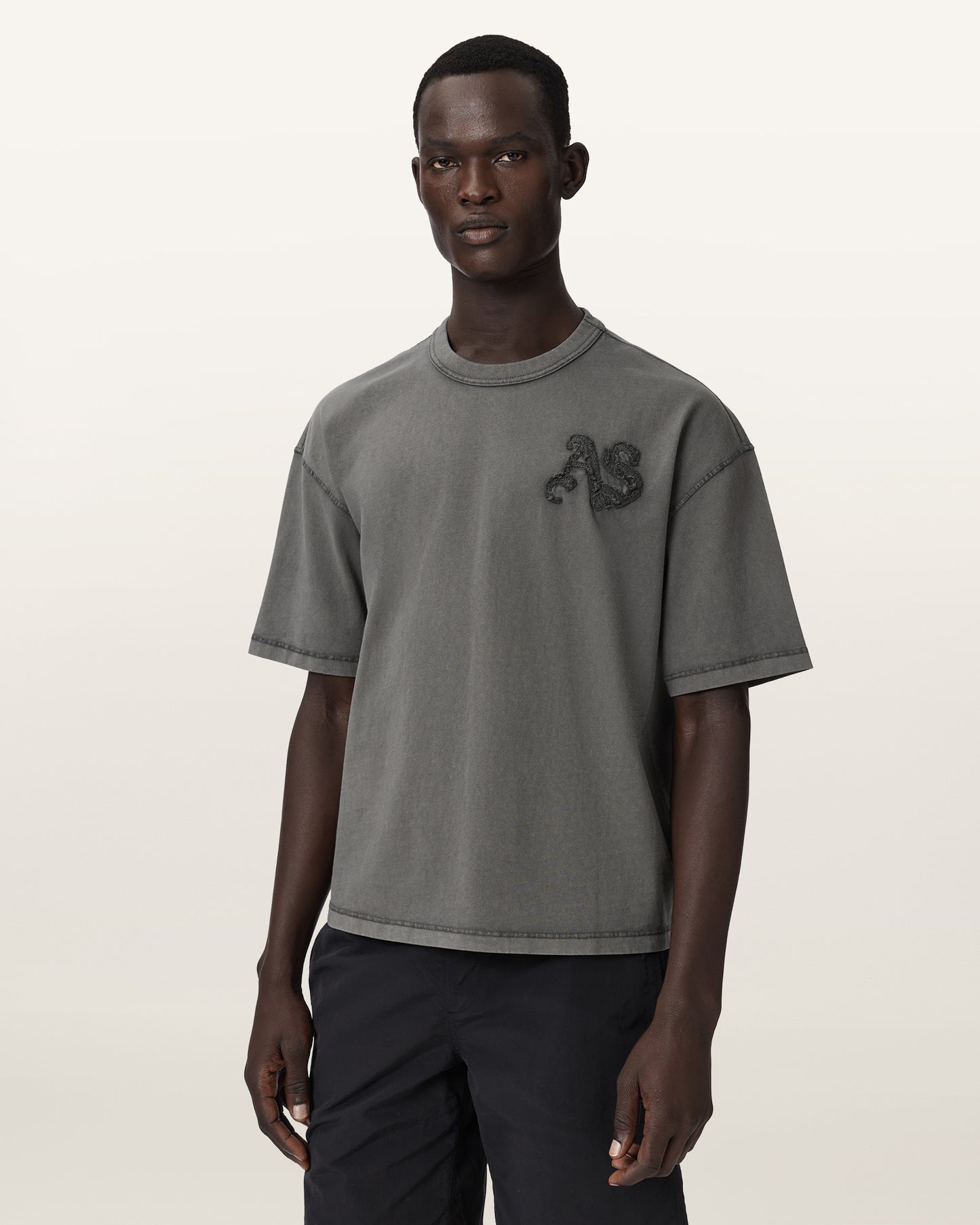 Washed Black Color Insignia SS Crew Tee from AllSaints