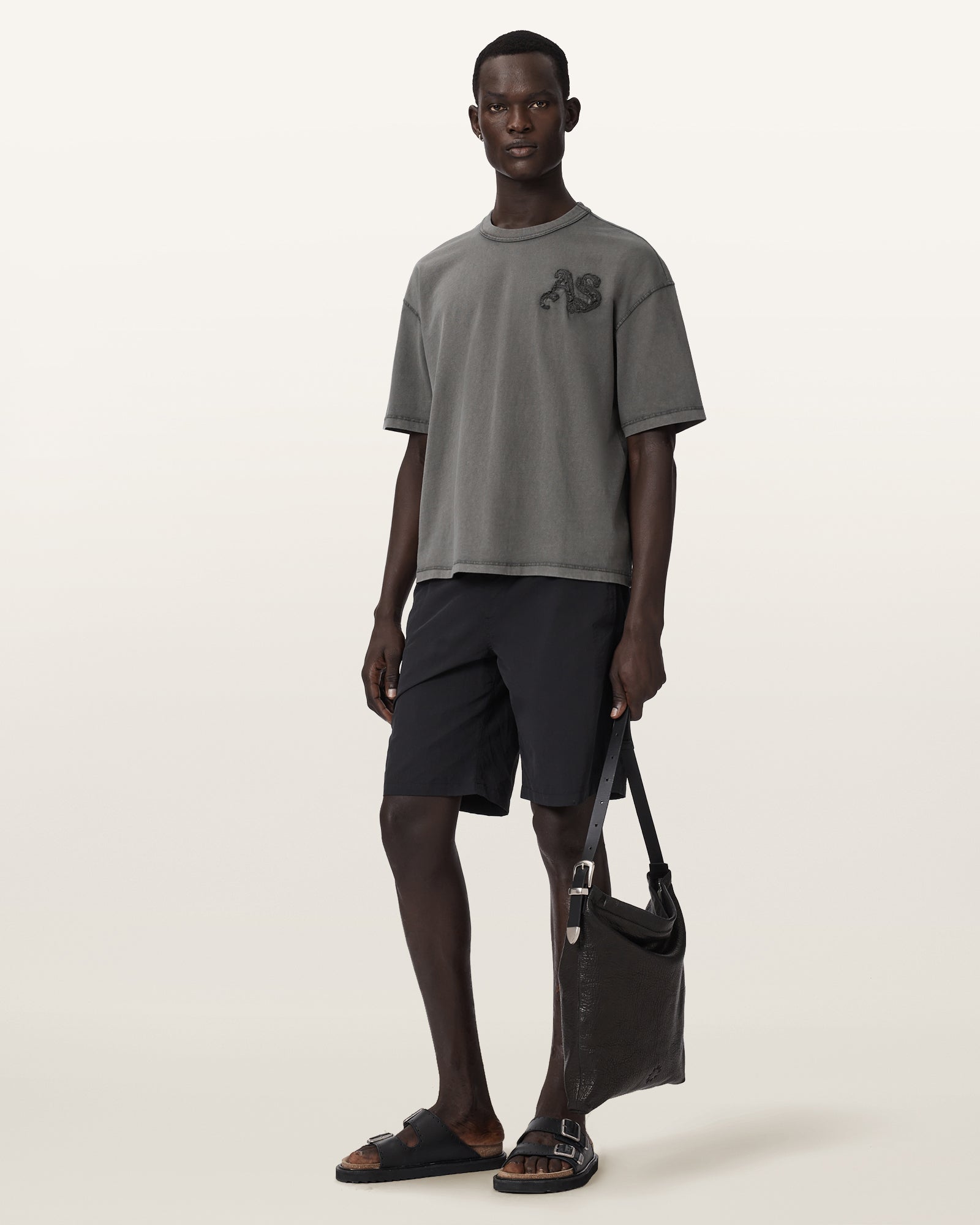 Washed Black Color Insignia SS Crew Tee from AllSaints