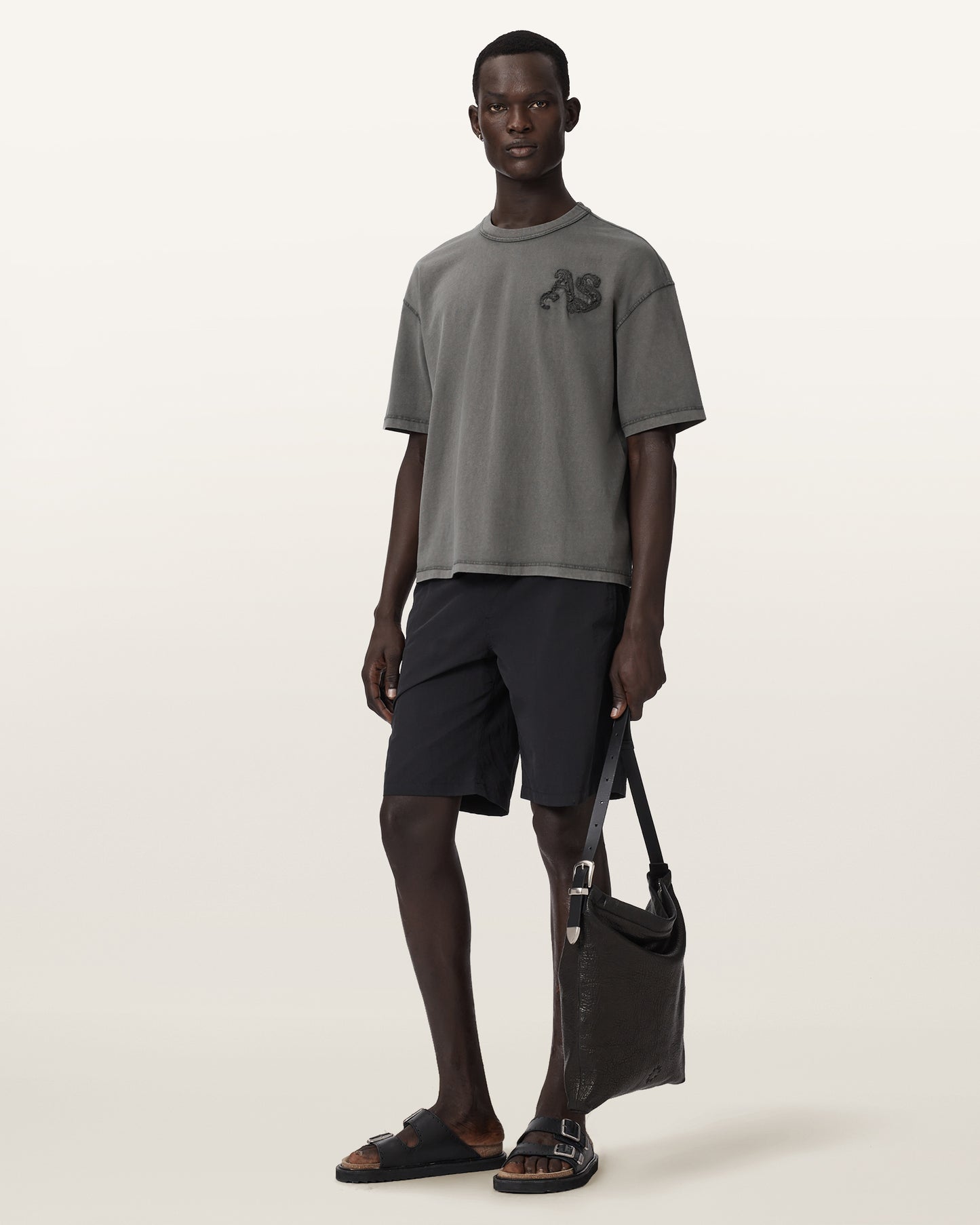 Washed Black Color Insignia SS Crew Tee from AllSaints