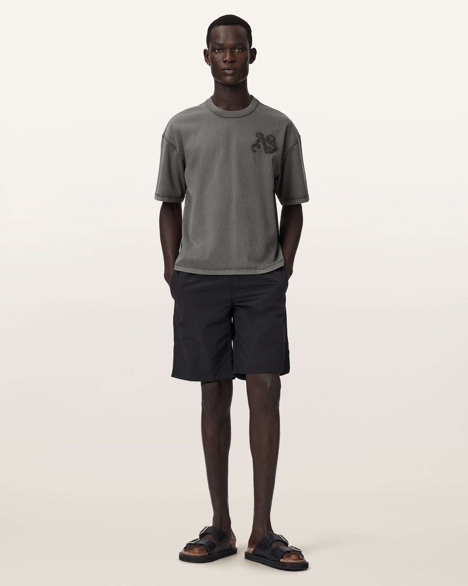 Washed Black Color Insignia SS Crew Tee from AllSaints