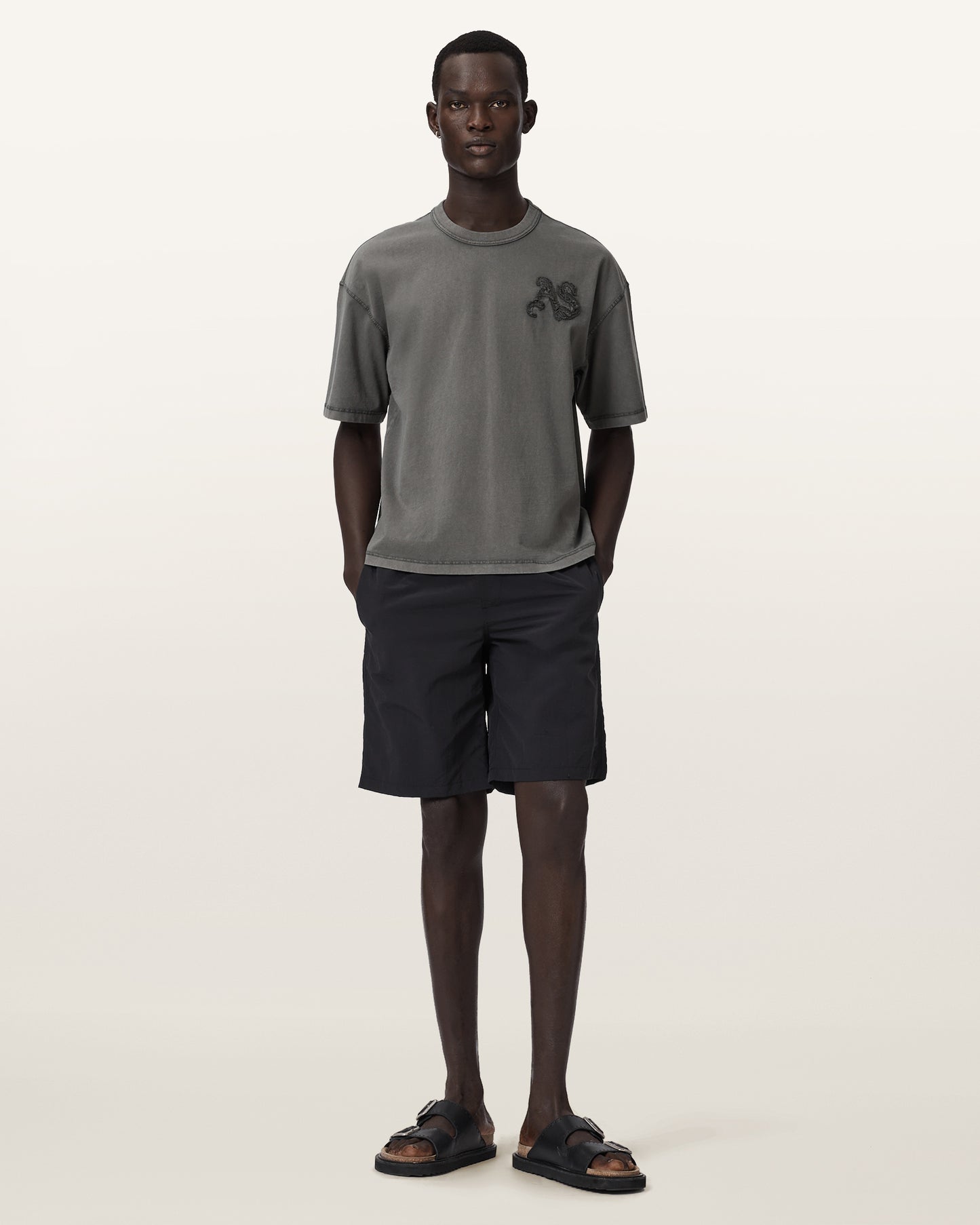 Washed Black Color Insignia SS Crew Tee from AllSaints