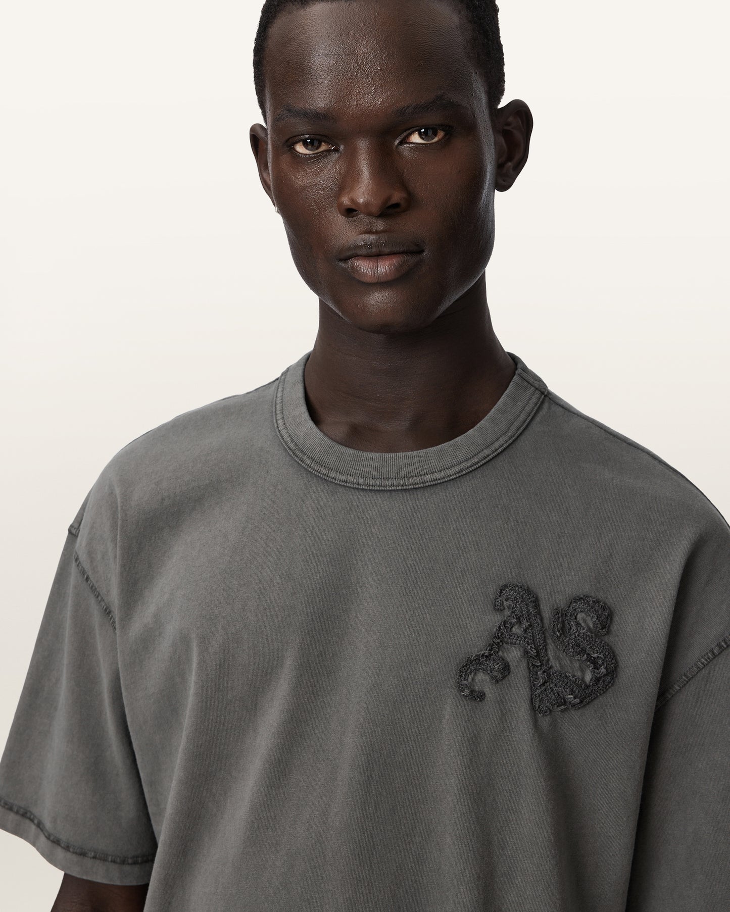 Washed Black Color Insignia SS Crew Tee from AllSaints