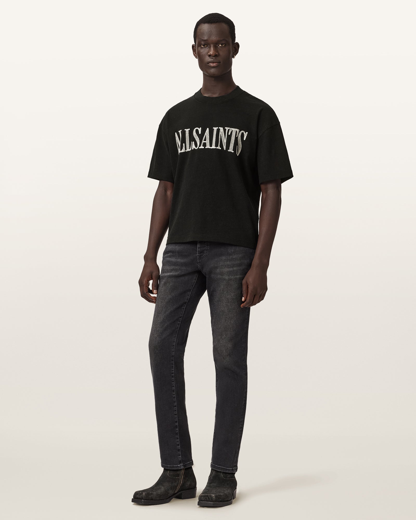Washed Black Color Dash SS Crew Tee from AllSaints
