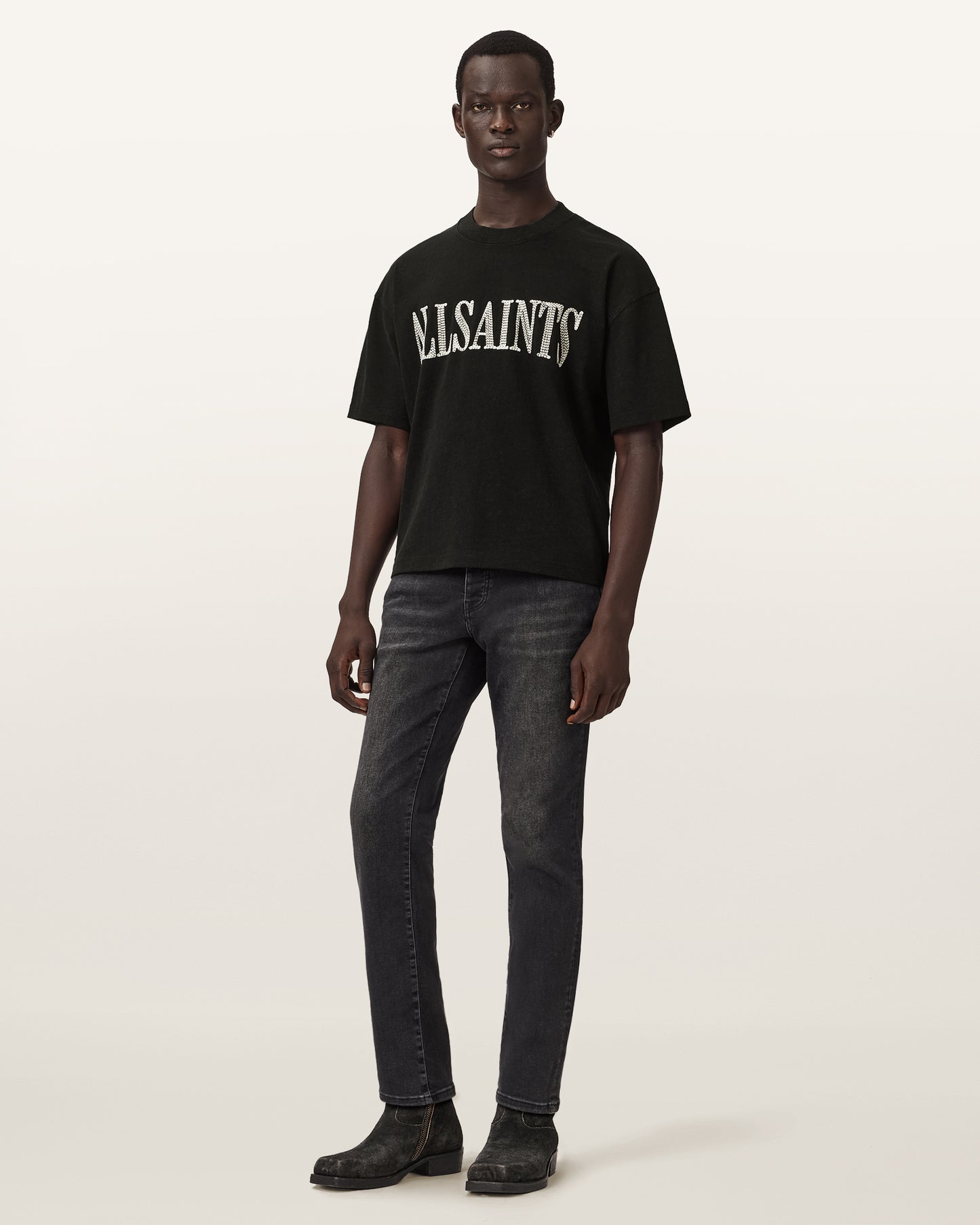 Washed Black Color Dash SS Crew Tee from AllSaints
