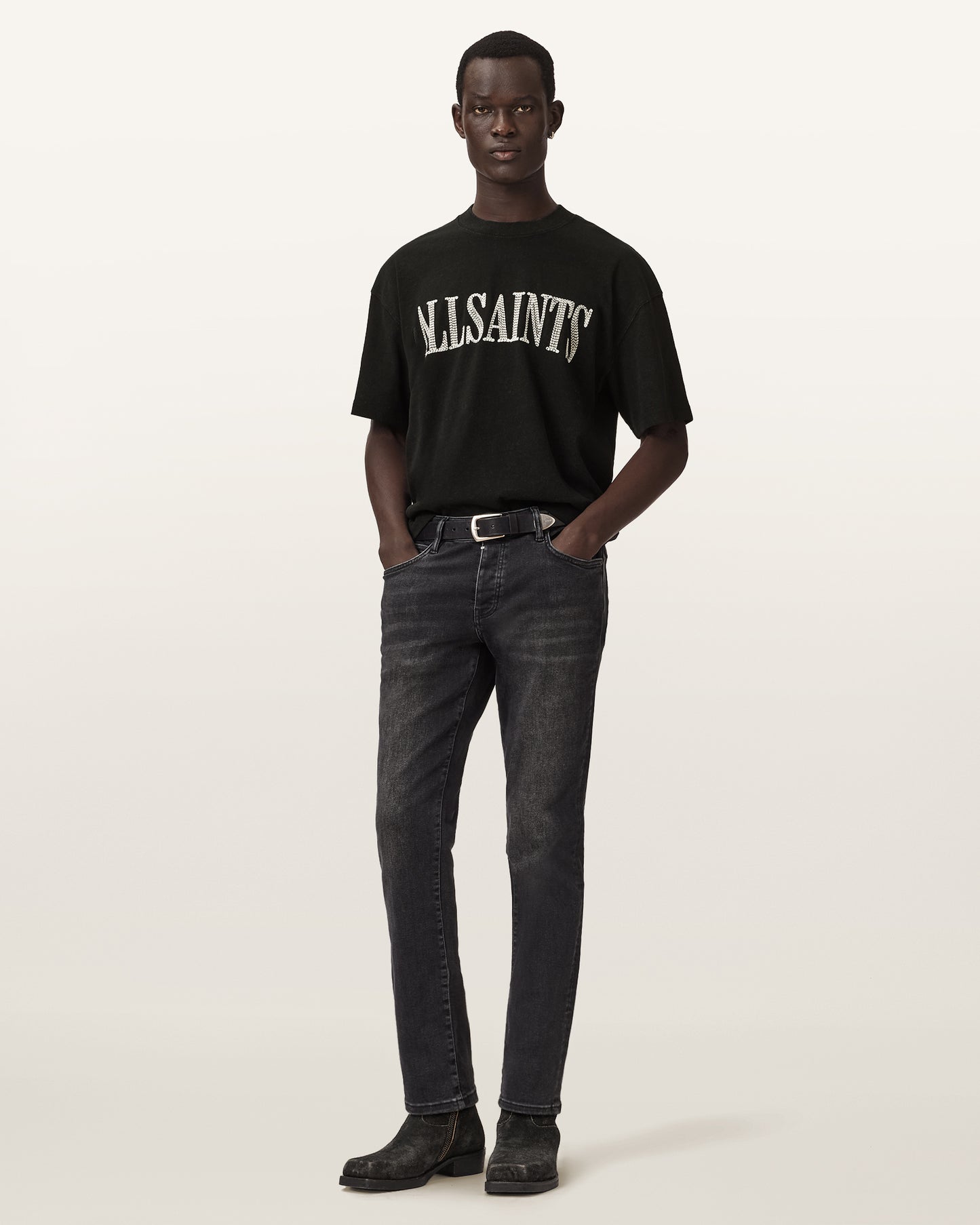 Washed Black Color Dash SS Crew Tee from AllSaints