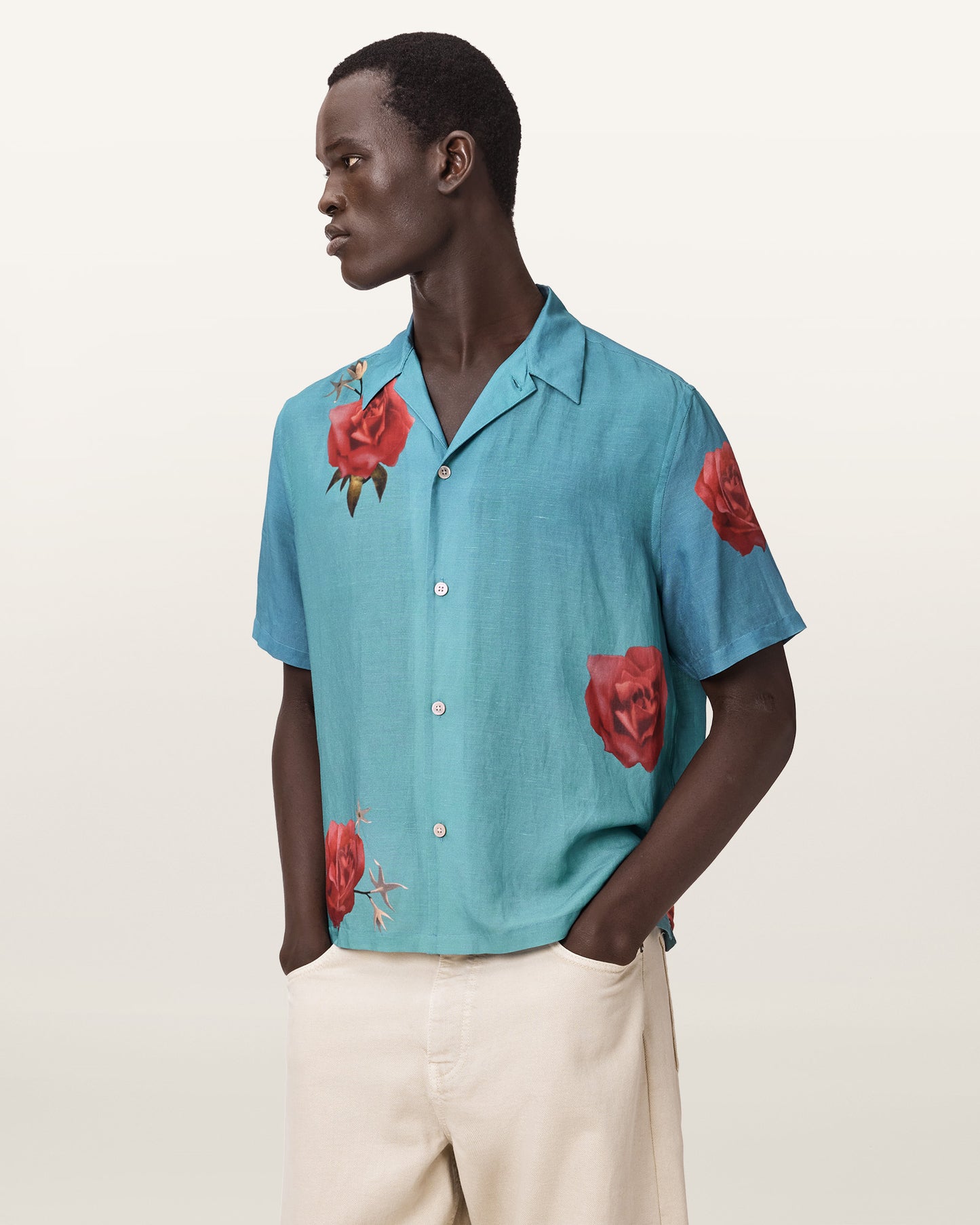 ANKER BLUE Color Fleur Fazed SS Shirt from AllSaints