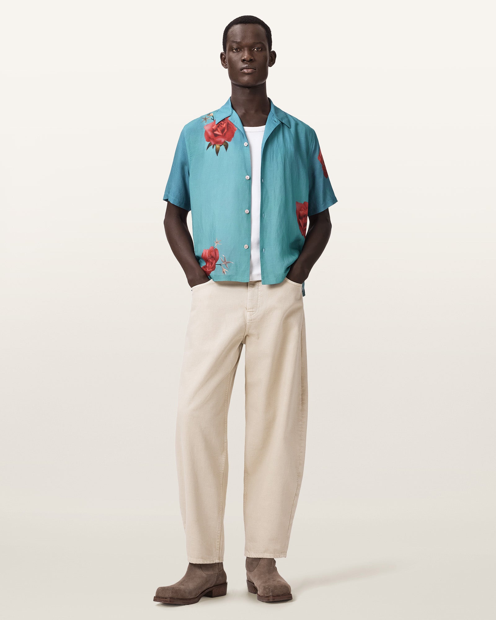 ANKER BLUE Color Fleur Fazed SS Shirt from AllSaints
