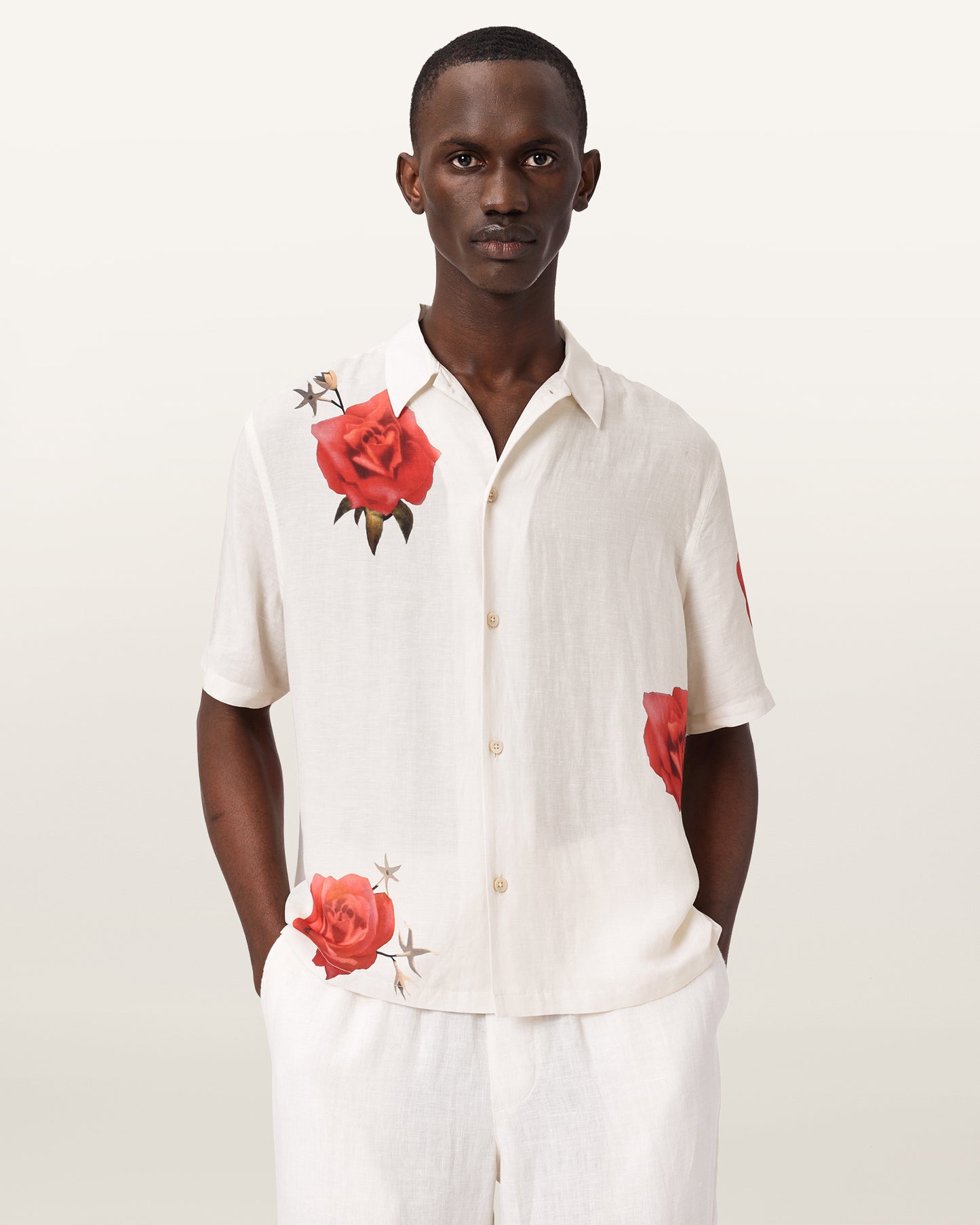 Ecru Color Fleur Fazed SS Shirt from AllSaints