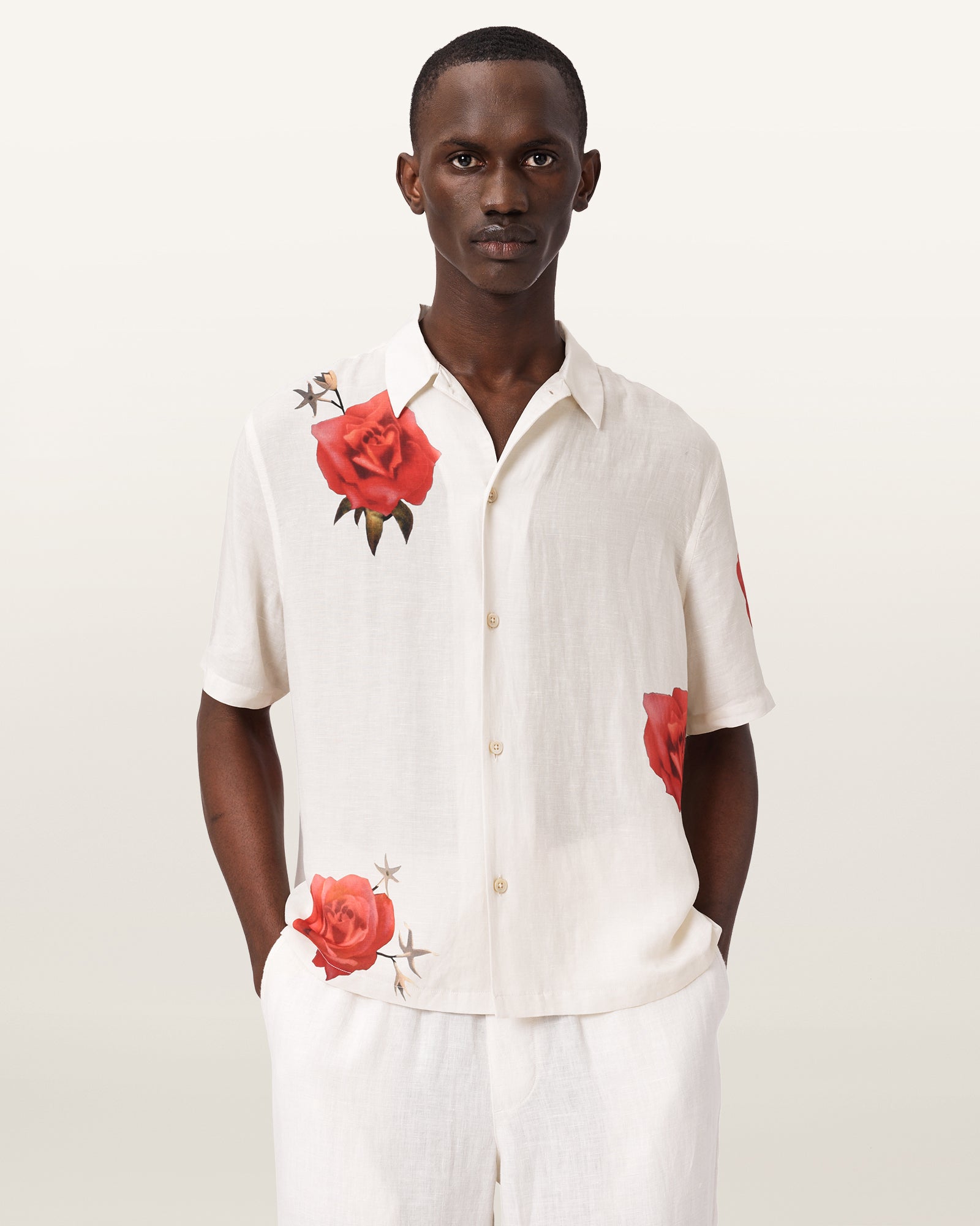 Ecru Color Fleur Fazed SS Shirt from AllSaints