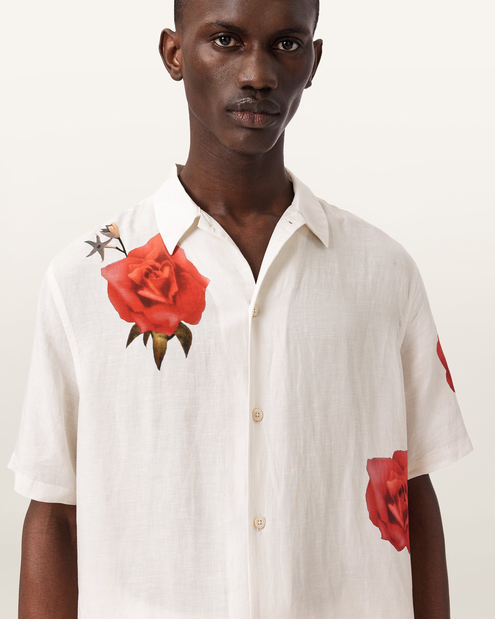 Ecru Color Fleur Fazed SS Shirt from AllSaints