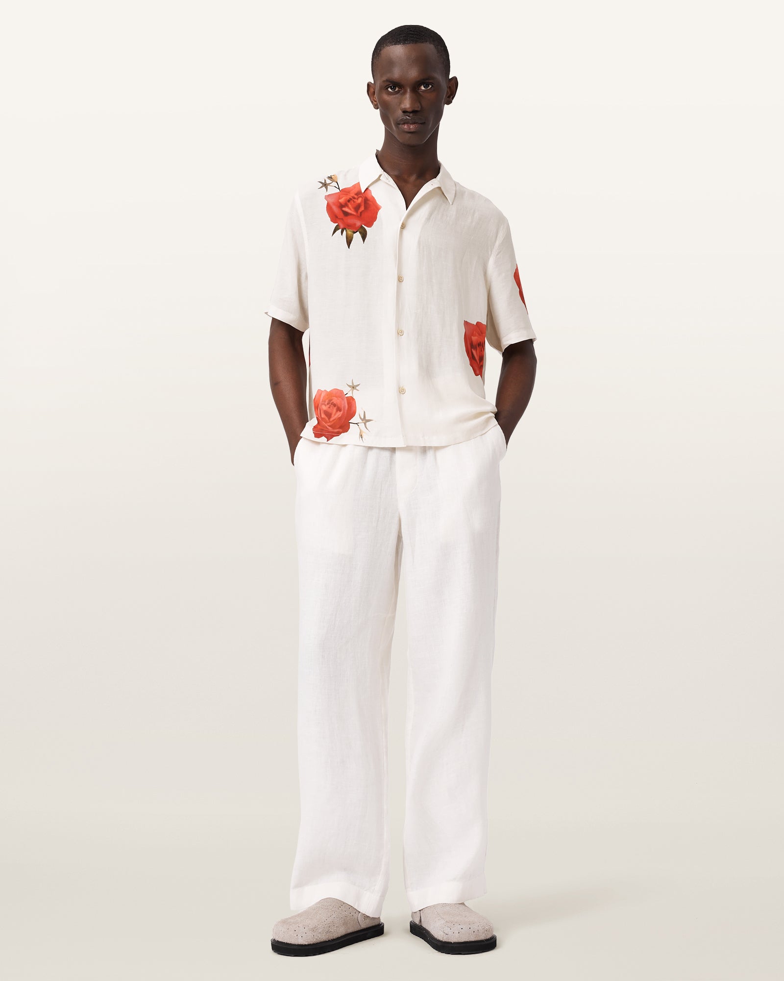Ecru Color Fleur Fazed SS Shirt from AllSaints