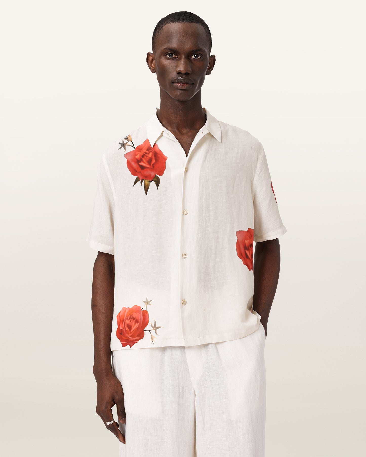 Ecru Color Fleur Fazed SS Shirt from AllSaints