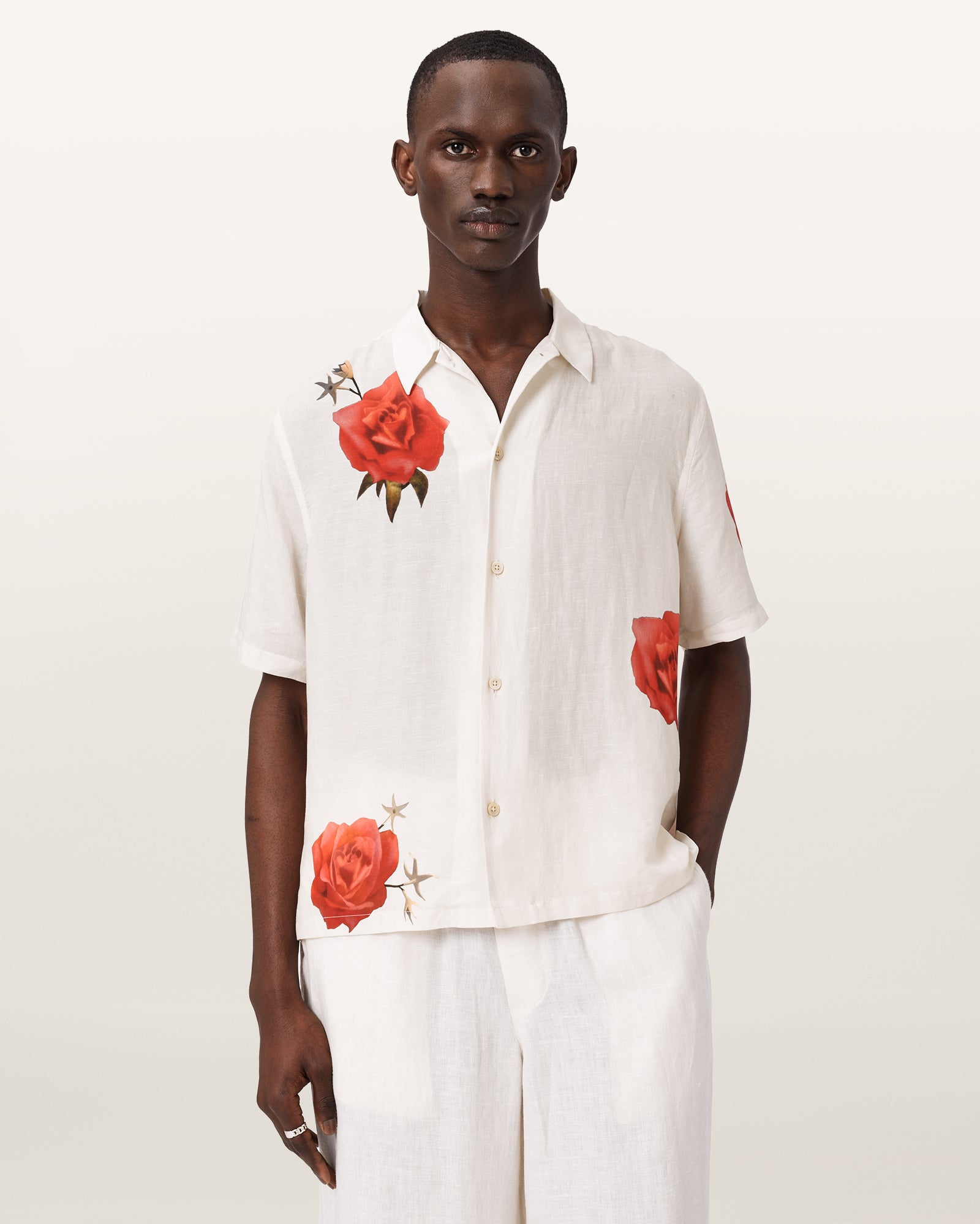 Ecru Color Fleur Fazed SS Shirt from AllSaints