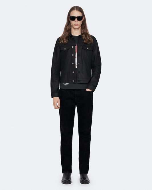 BLACK WAXED Color Fitted Trucker Jacket from AllSaints