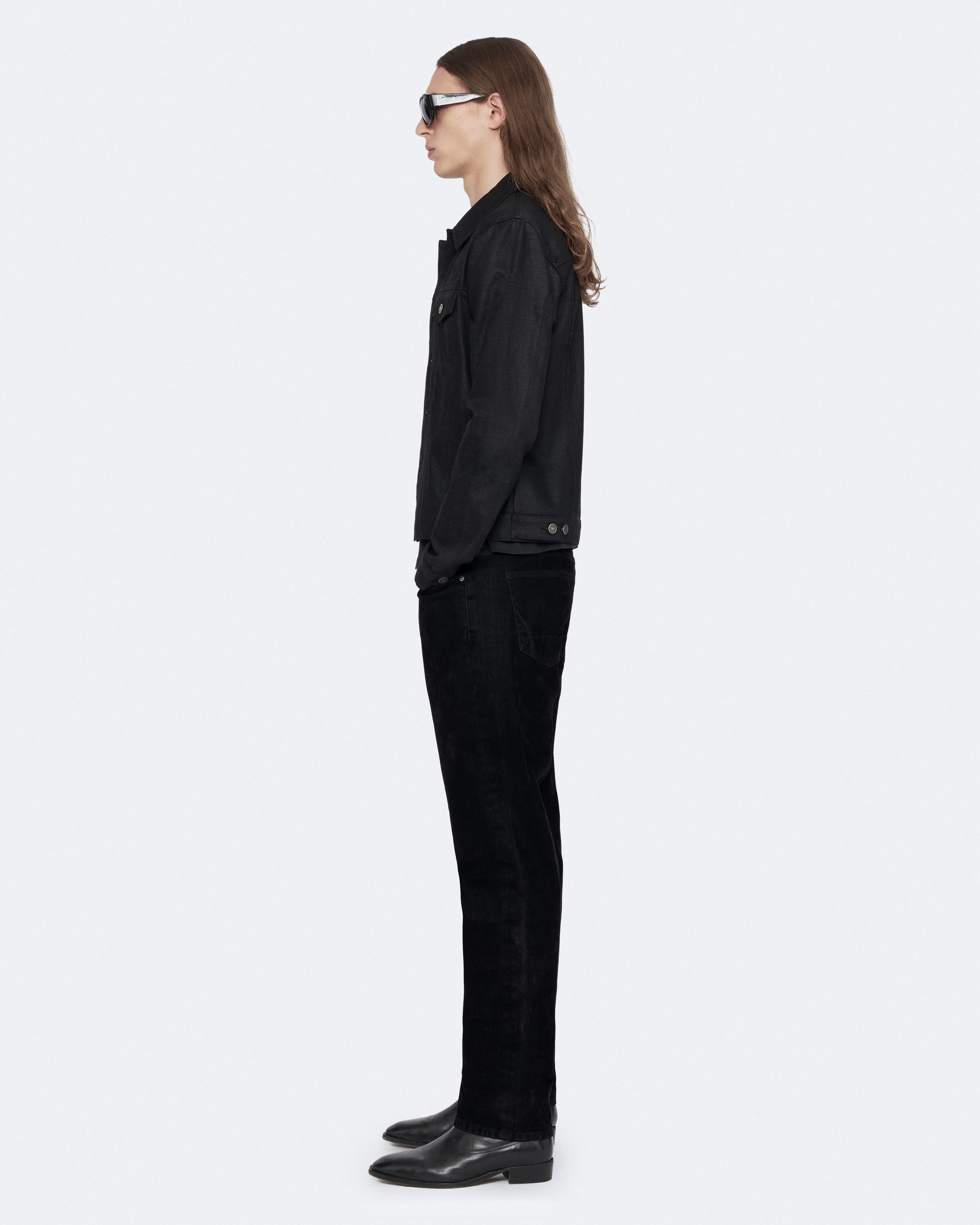 BLACK WAXED Color Fitted Trucker Jacket from AllSaints