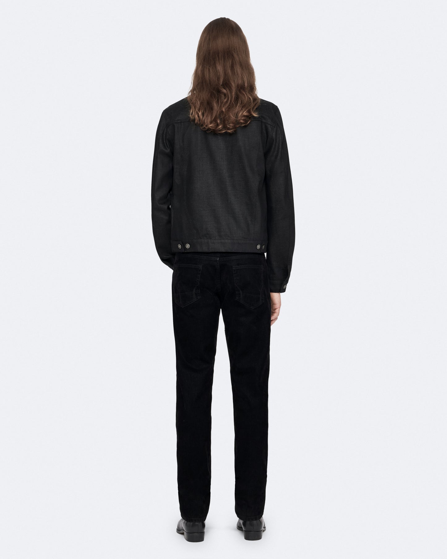 BLACK WAXED Color Fitted Trucker Jacket from AllSaints