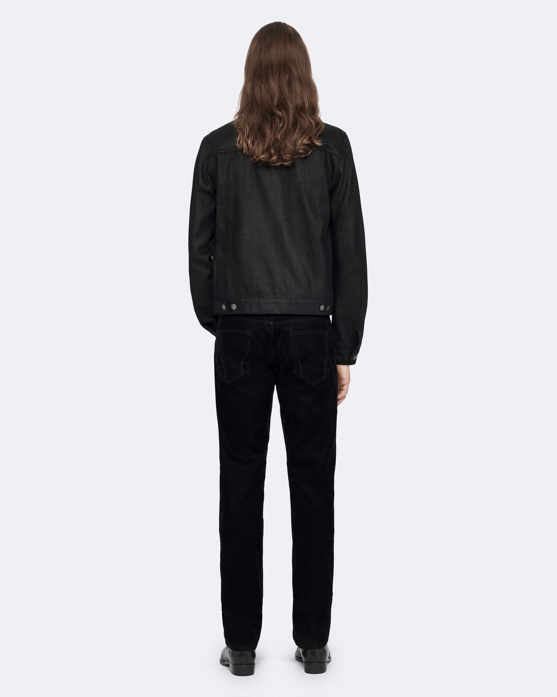 BLACK WAXED Color Fitted Trucker Jacket from AllSaints