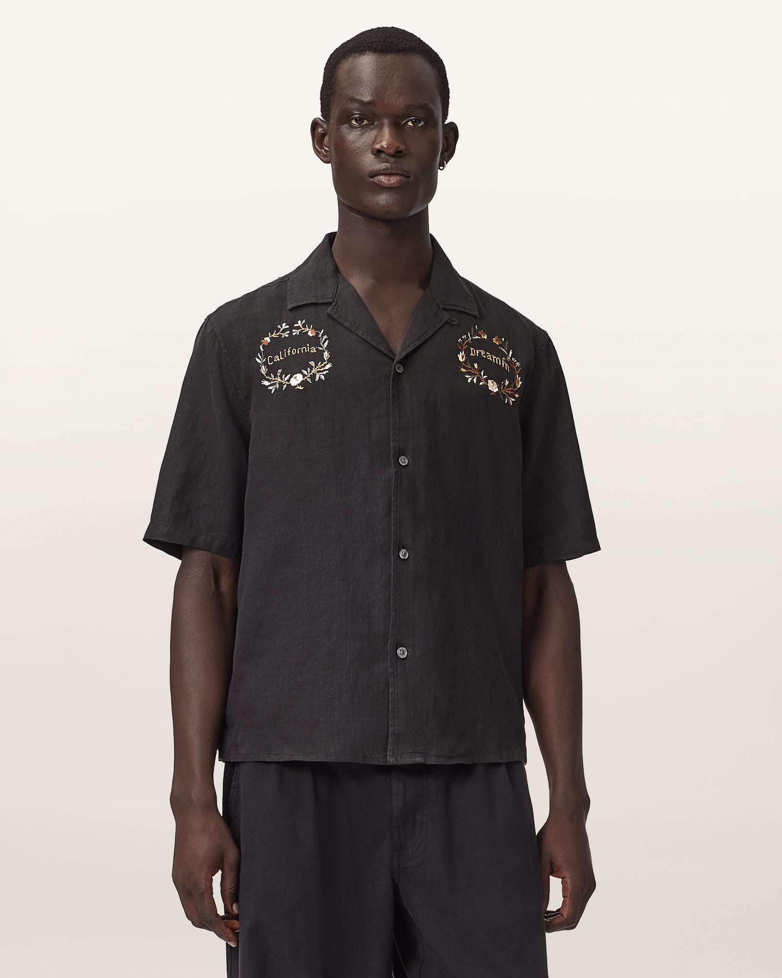 Jet Black Color Klavicle SS Shirt from AllSaints