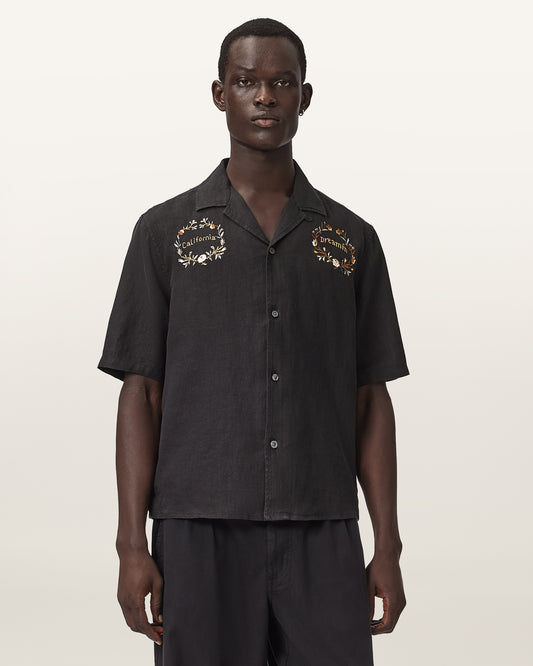 Jet Black Color Klavicle SS Shirt from AllSaints