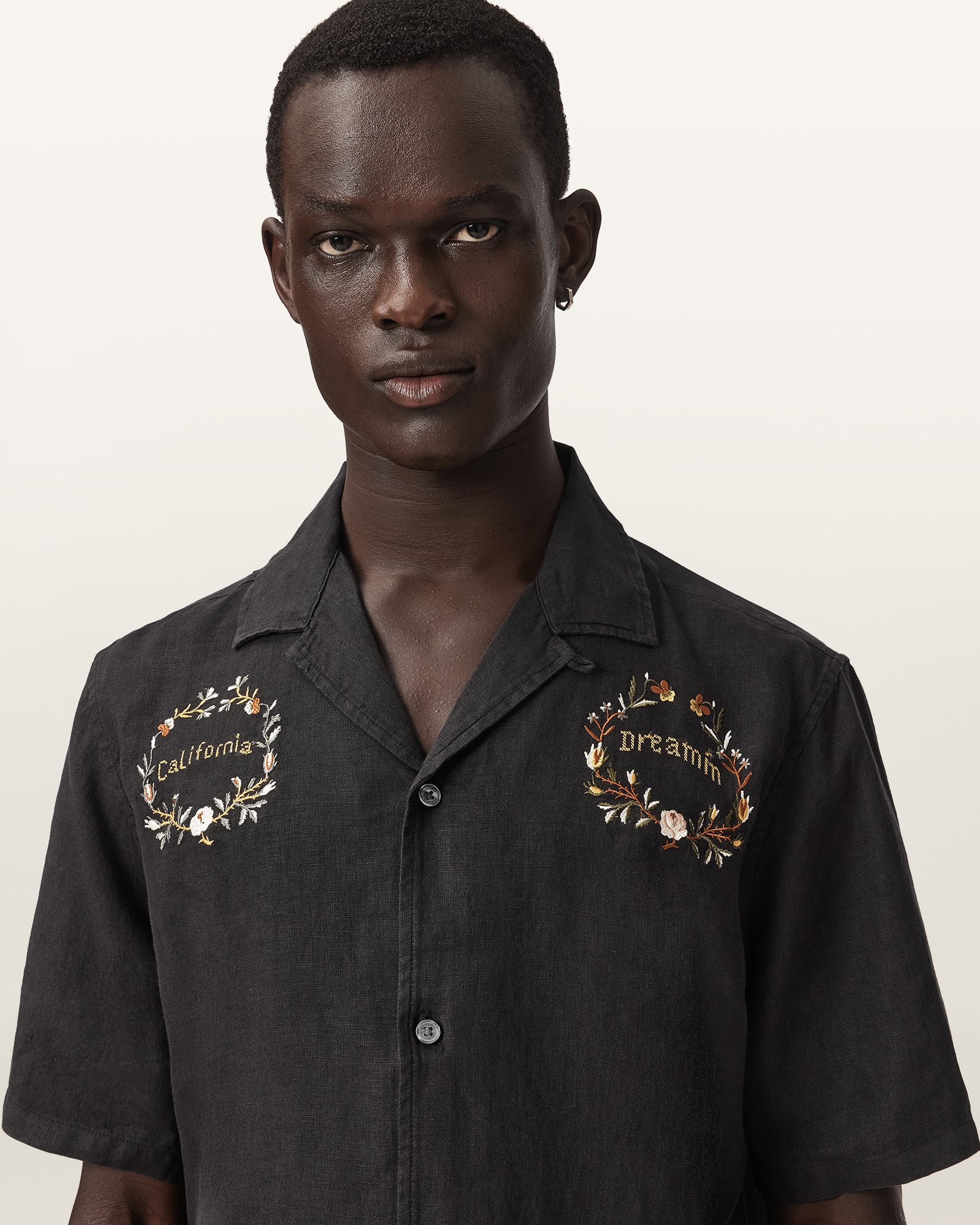 Jet Black Color Klavicle SS Shirt from AllSaints