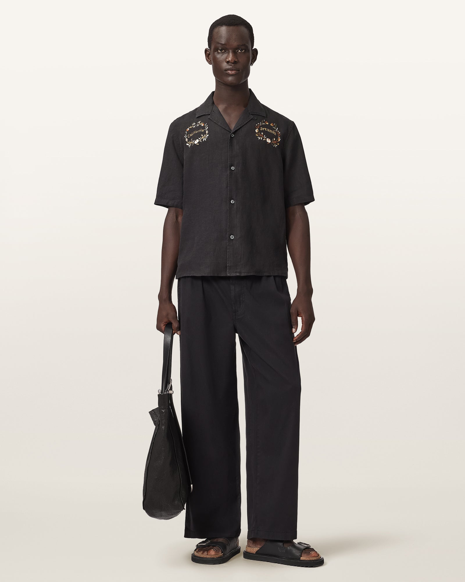 Jet Black Color Klavicle SS Shirt from AllSaints