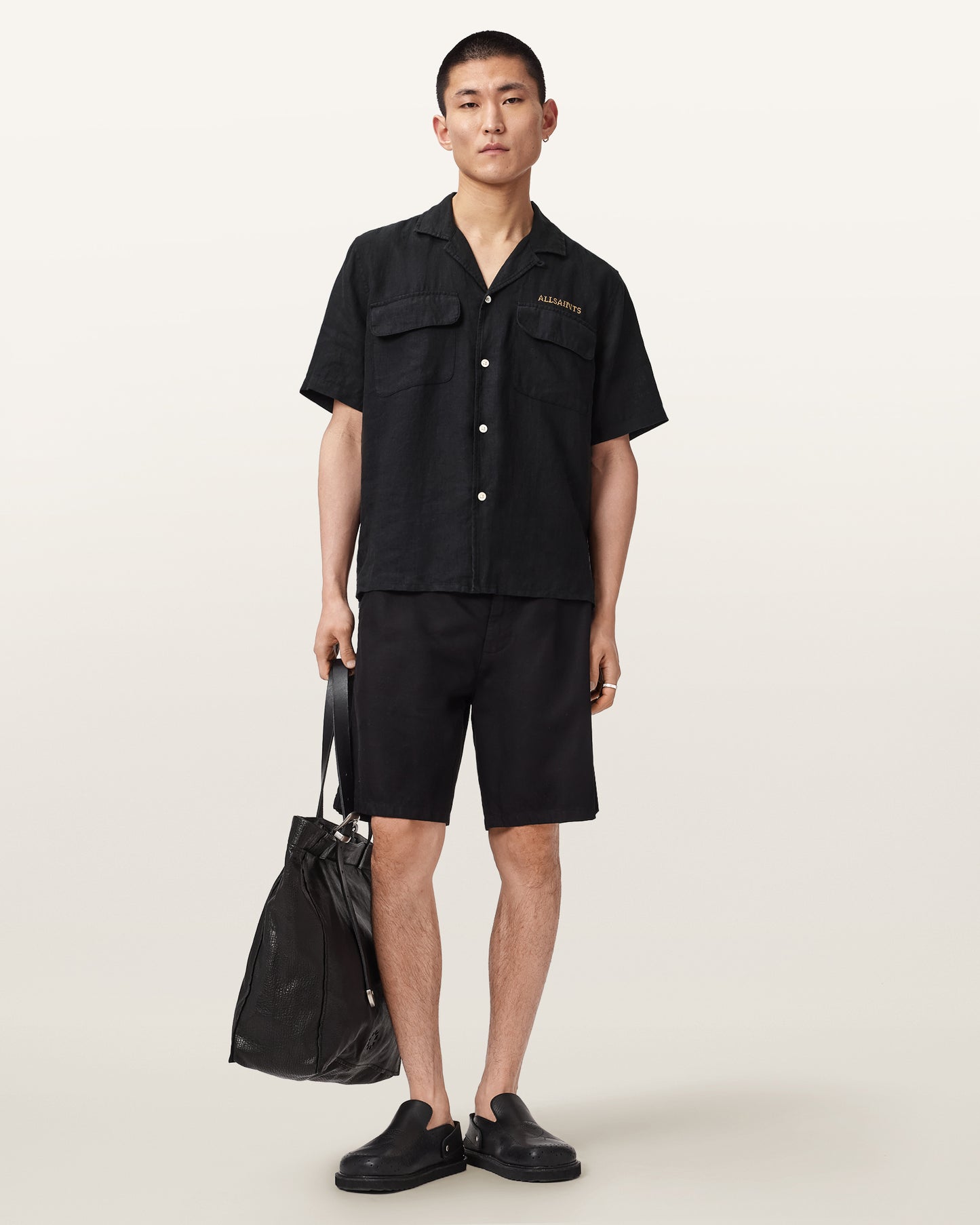Jet Black Color Dunloe SS Shirt from AllSaints